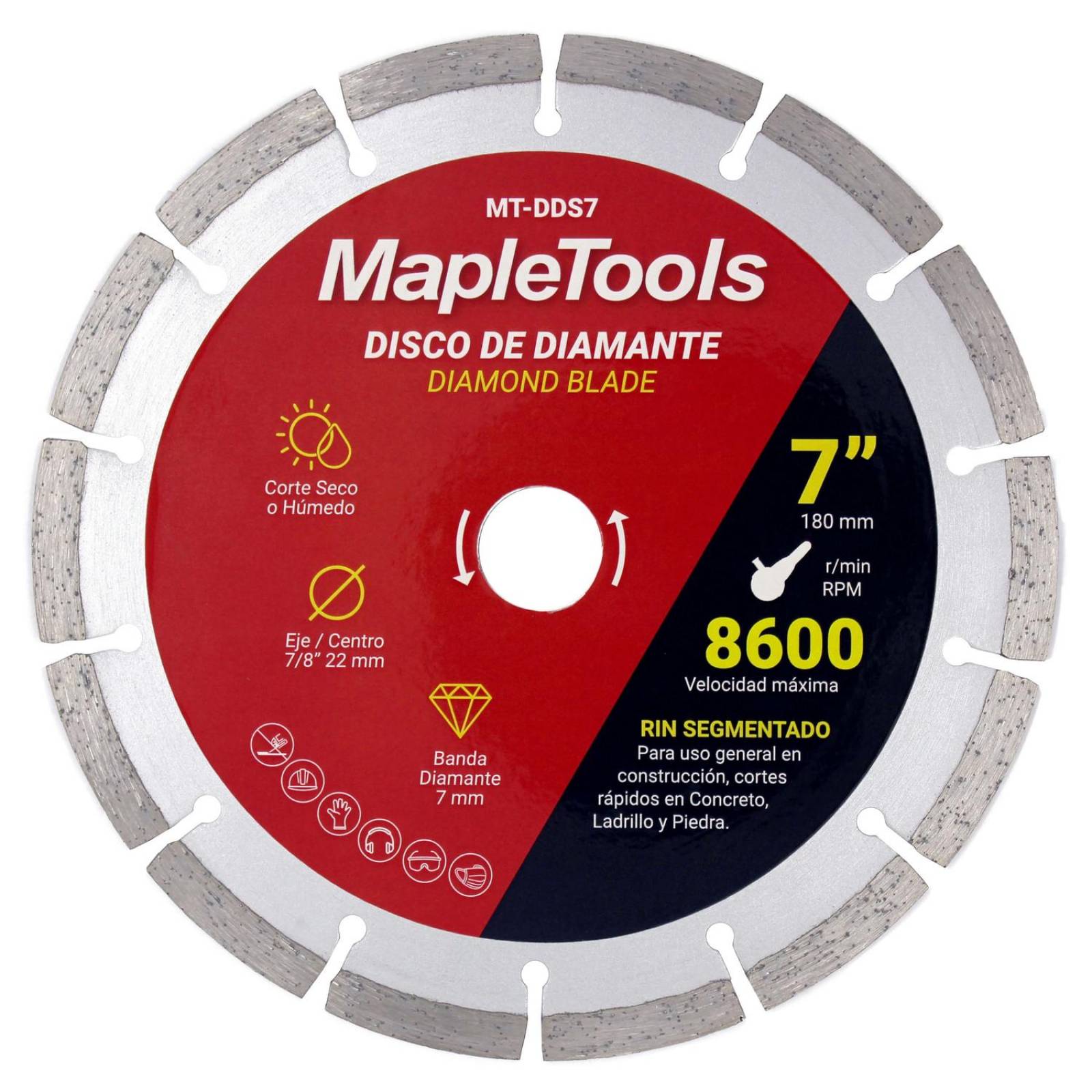 DISCO DE DIAMANTE SEGMENTADO PARA CONCRETO 7 PULG MAPLE TOOLS