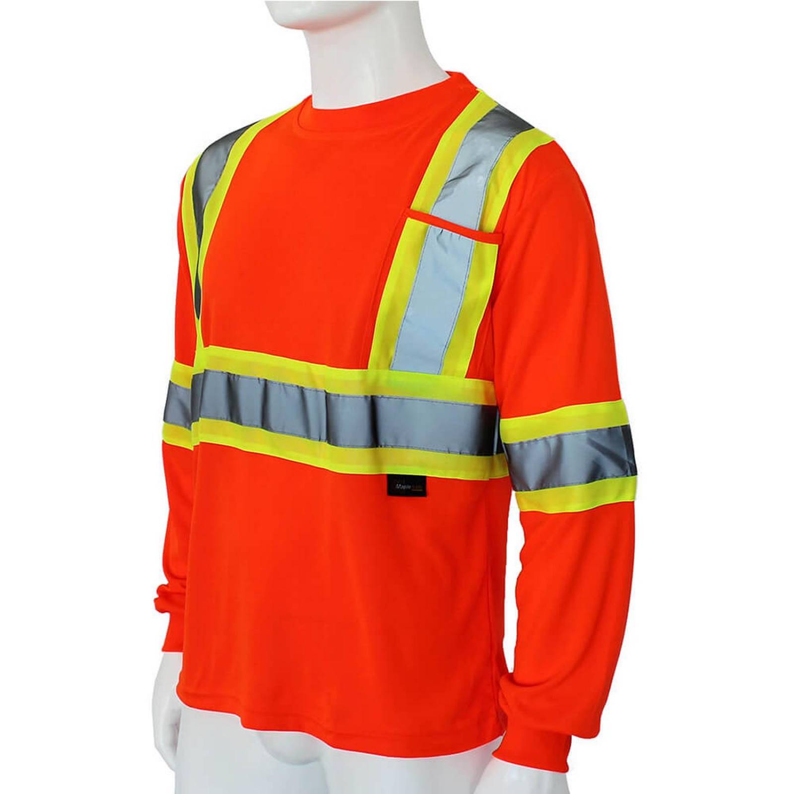 PLAYERA MANGA LARGA NARANJA C/REFLEJANTE MAPLE SAFE