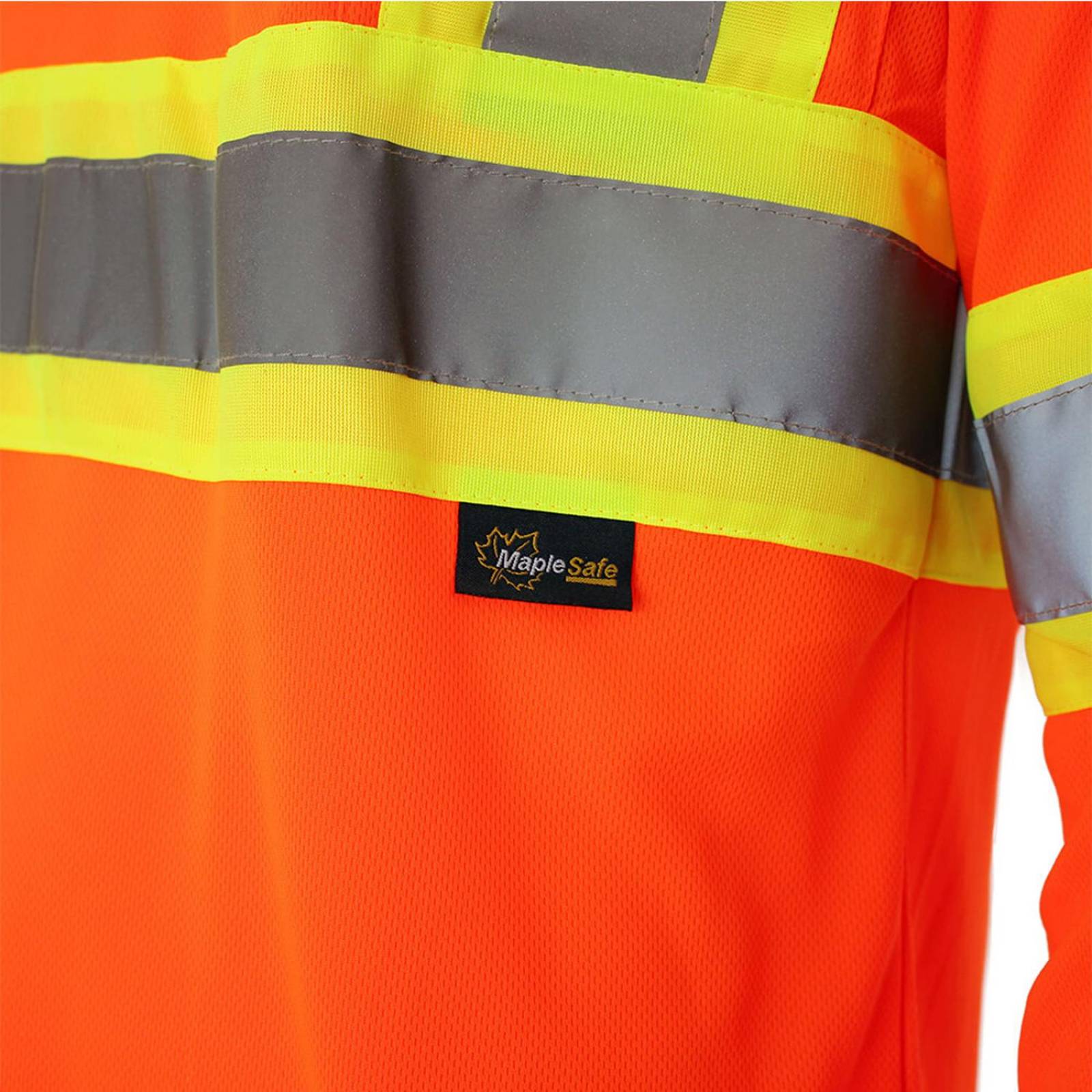PLAYERA MANGA LARGA NARANJA C/REFLEJANTE MAPLE SAFE