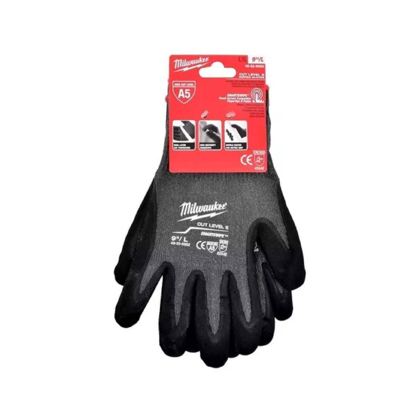 GUANTES ANTICORTE NIVEL 5 BAÑADOS EN NITRILO TALLA M MILWAUK