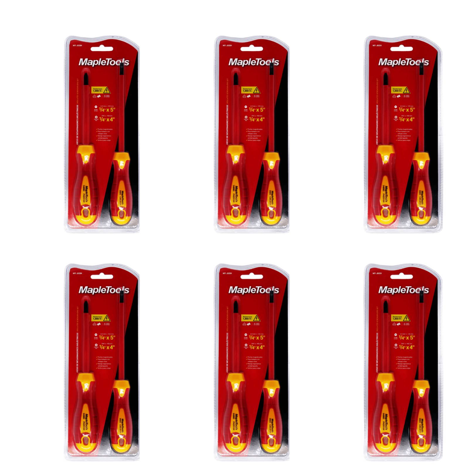 6 JUEGOS DE 2 DESARMADORES DIELECTRICOS MAPLE TOOLS