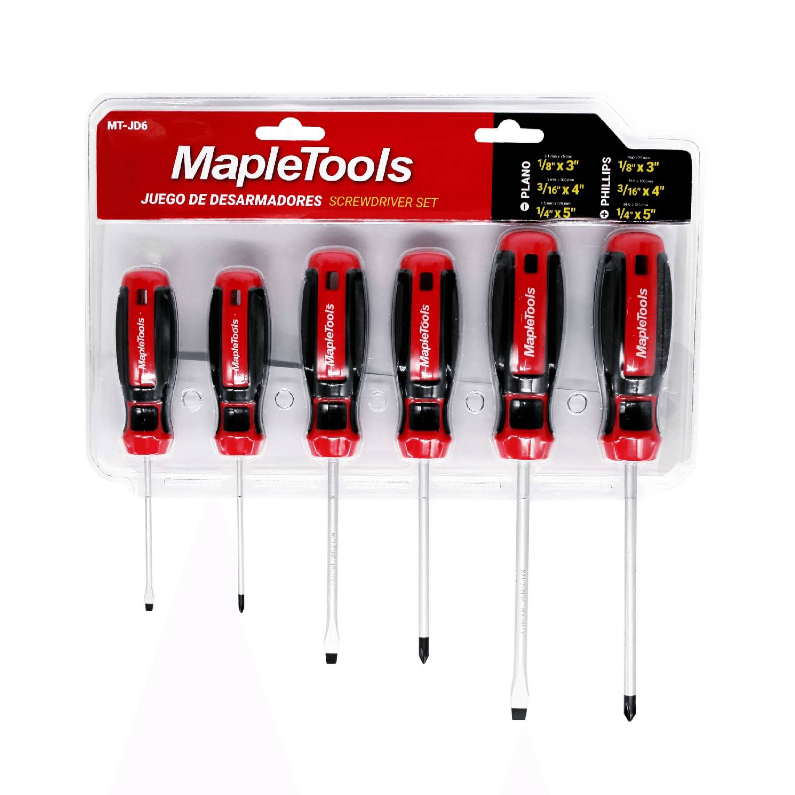 JUEGO DESARMADORES (6 PIEZAS) MANGO ERGONOMICO MAPLE TOOLS 