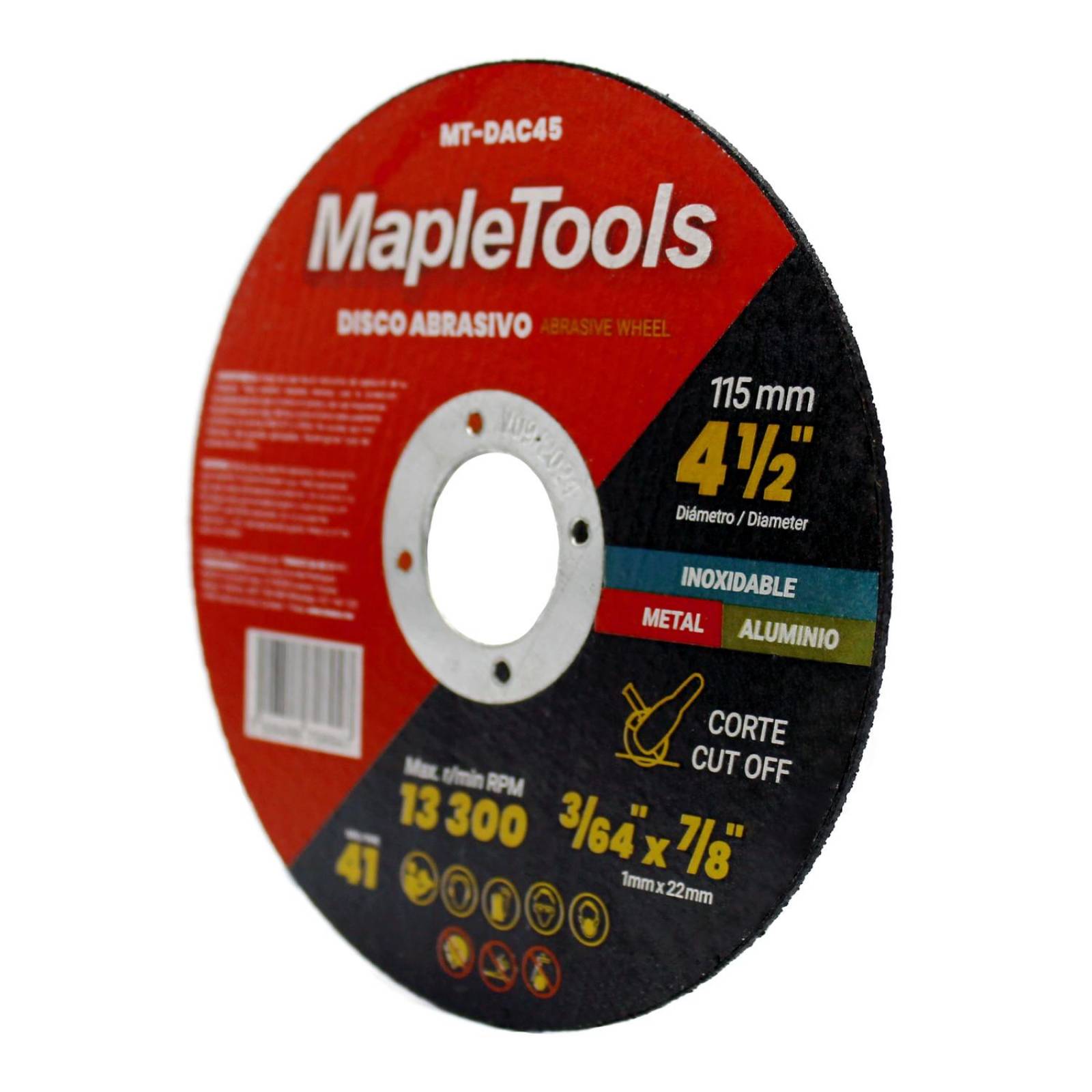 CAJA CON 50 DISCOS ABRASIVOS DE CORTE 4 1/2 MAPLE TOOLS. 