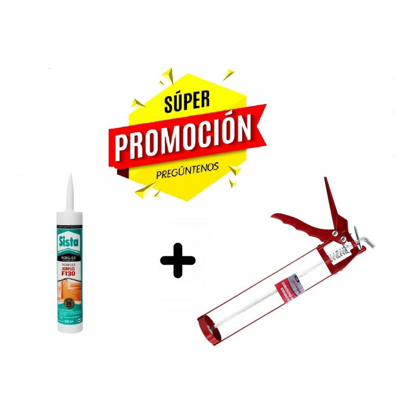 Silicon F130 Acrilico Blanco Sista 300 Ml C/12 + Pistola Cal 