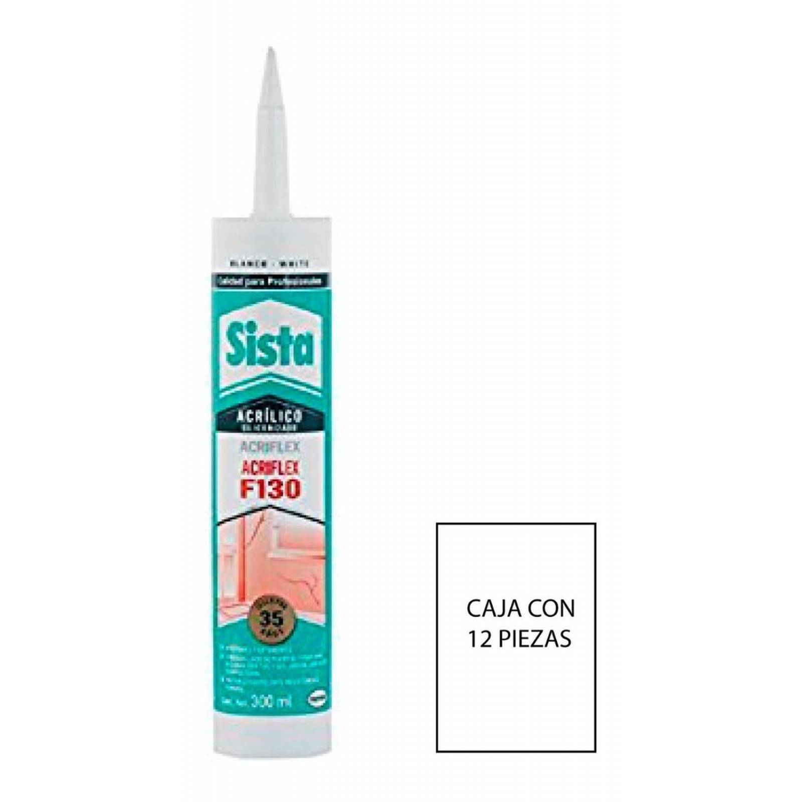 Silicon F130 Acrilico Blanco Sista 300 Ml C/12 + Pistola Cal 
