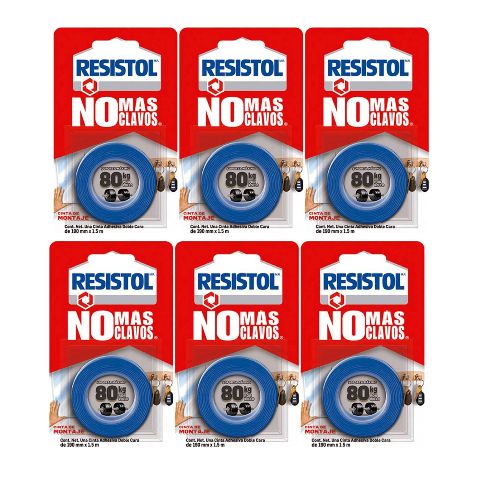 Cinta de Montaje No Más Clavos 80 kg 6 piezas 