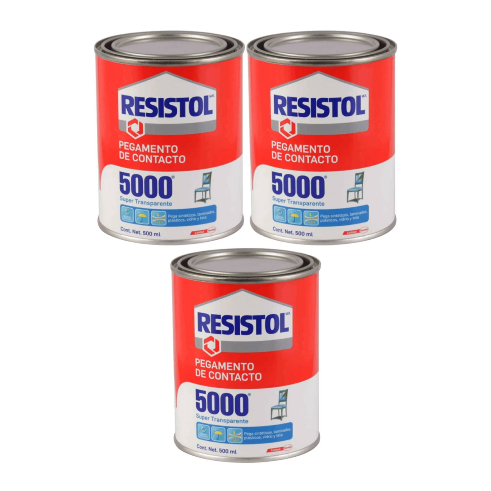 RESISTOL 5000 SUPER TRANSPARENTE 500ML 3 UNIDADES 