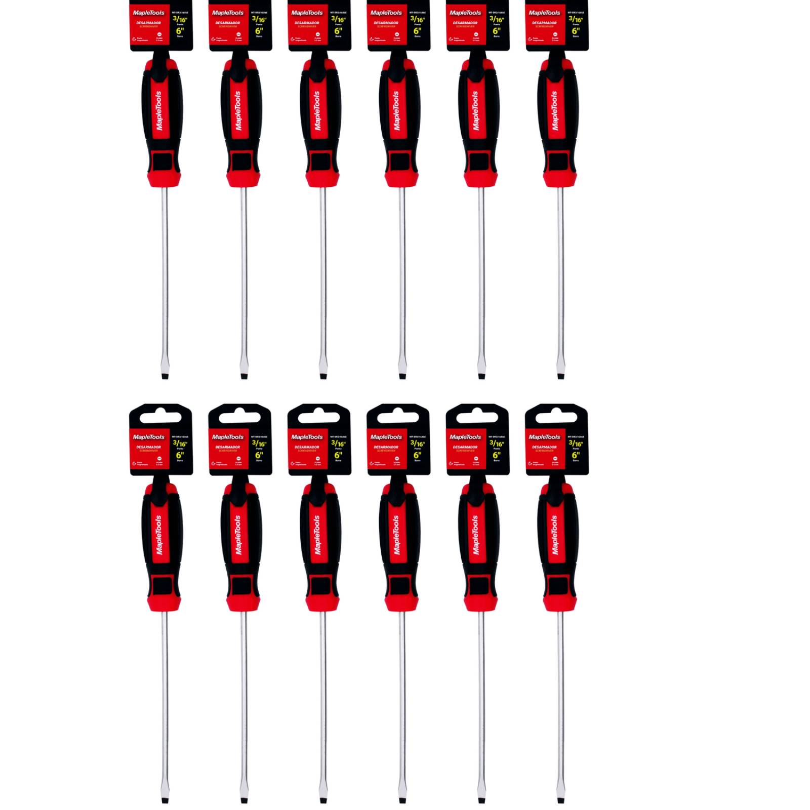 DESARMADOR PLANO 3/16X6 PULG 12 PIEZAS MAPLE TOOLS 