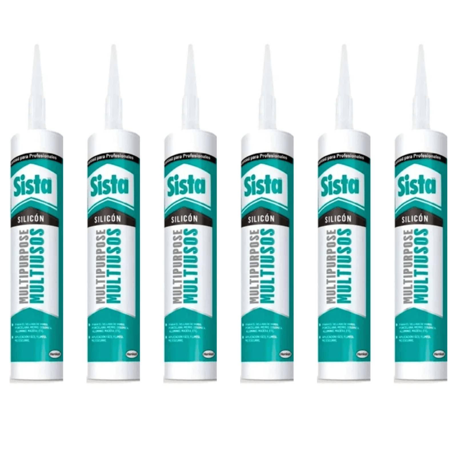 SILICON MULTIUSOS NEGRO 280 ML 6 PIEZAS SISTA 