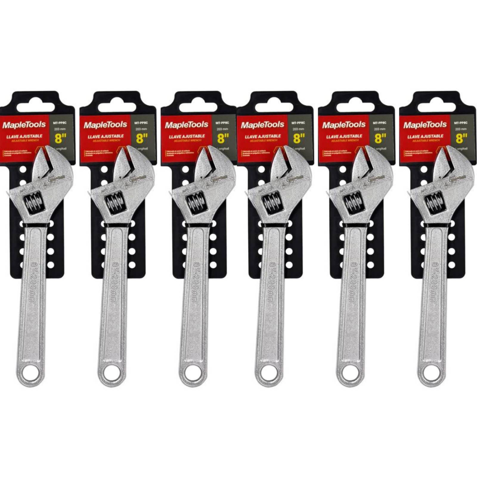6 LLAVES AJUSTABLES (PERICA) CROMADA 8" MAPLE TOOLS