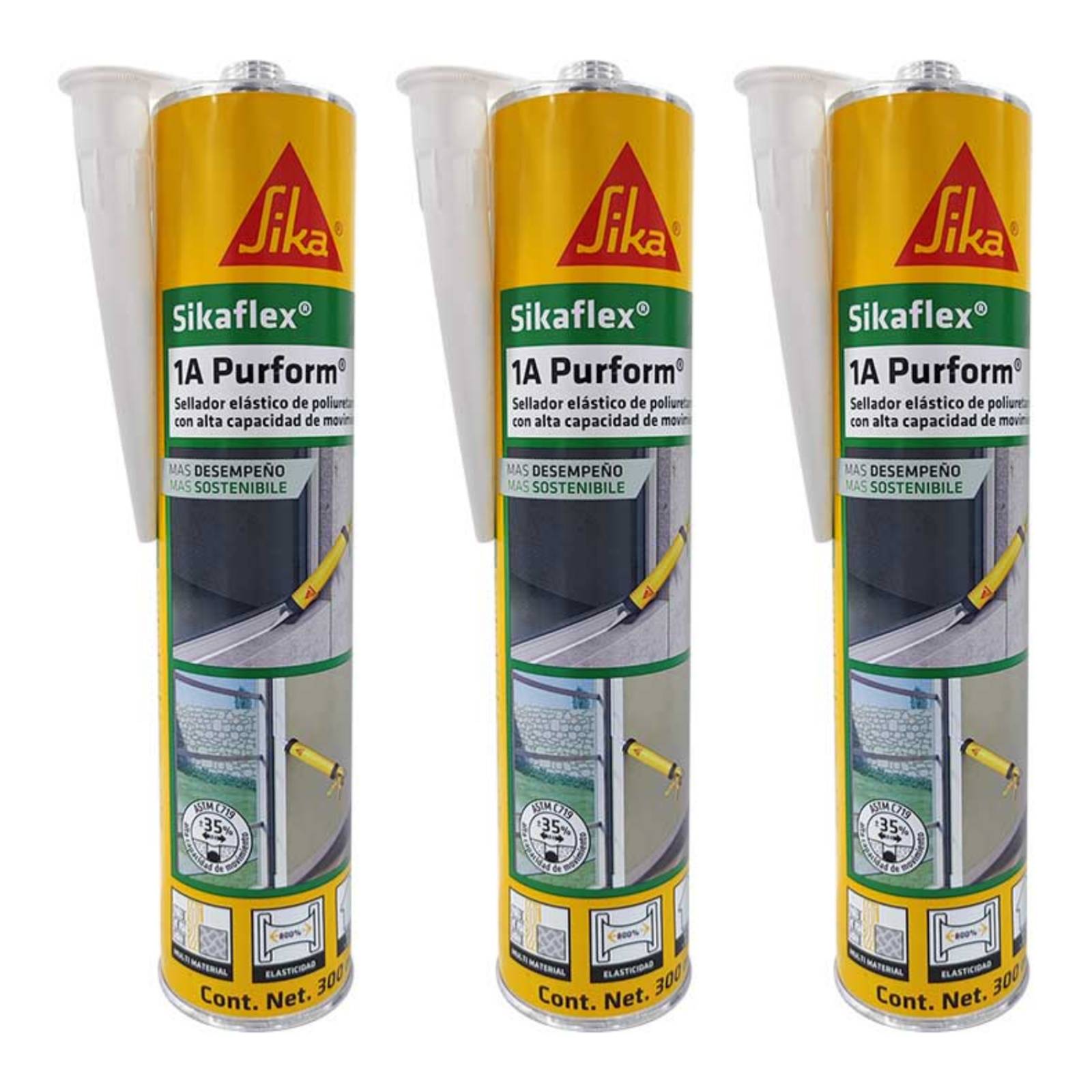 3 PACK SILICON P/ CONSTRUCCION SIKAFLEX-1A PURFORM BLANCO 300 ML SIKA 