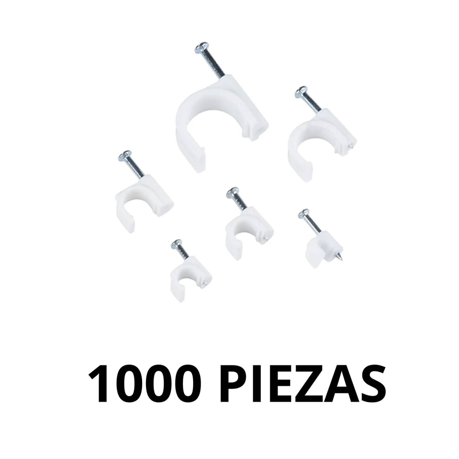 1000 GRAPAS BLANCA PARA CABLE REDONDO 6 MM (50 BOLSAS DE 20 PZAS) 