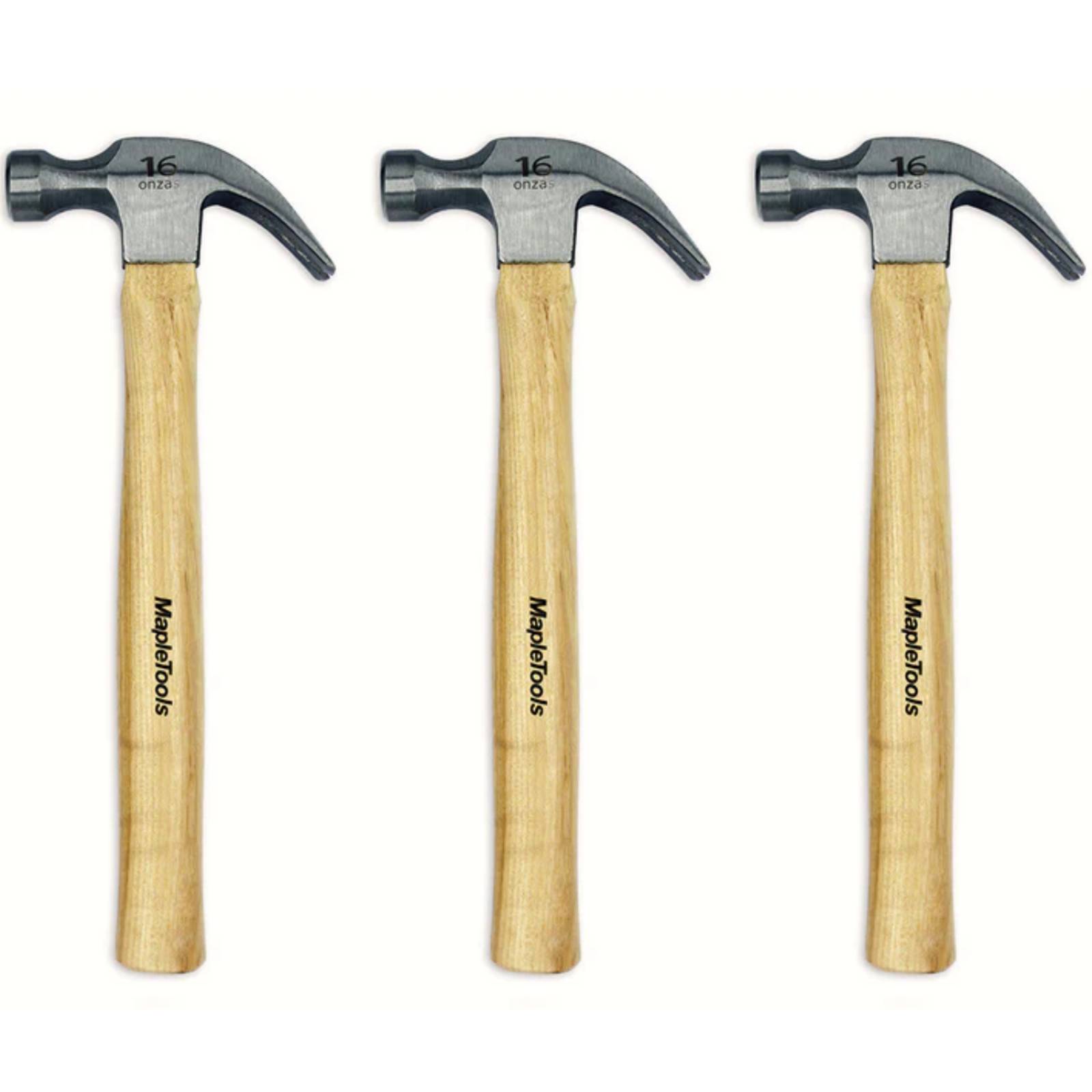 PACK 3 MARTILLOS CHIVA MANGO HICKORY 16 OZ MAPLE TOOLS 