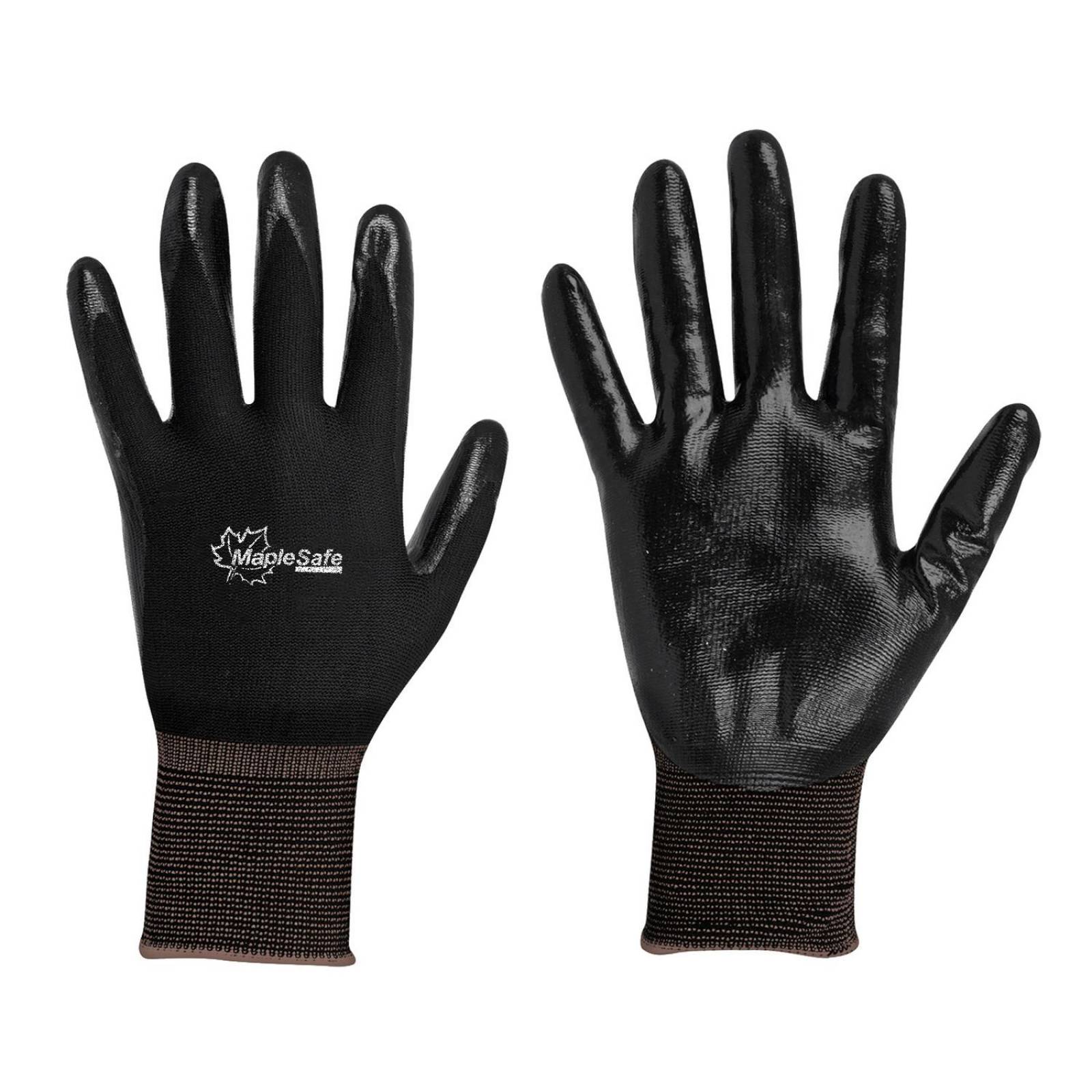 CAJA CON 12 GUANTES DE NYLON RECUBIERTOS CON POLIURETANO #9 NEGRO MAPLE SAFE 