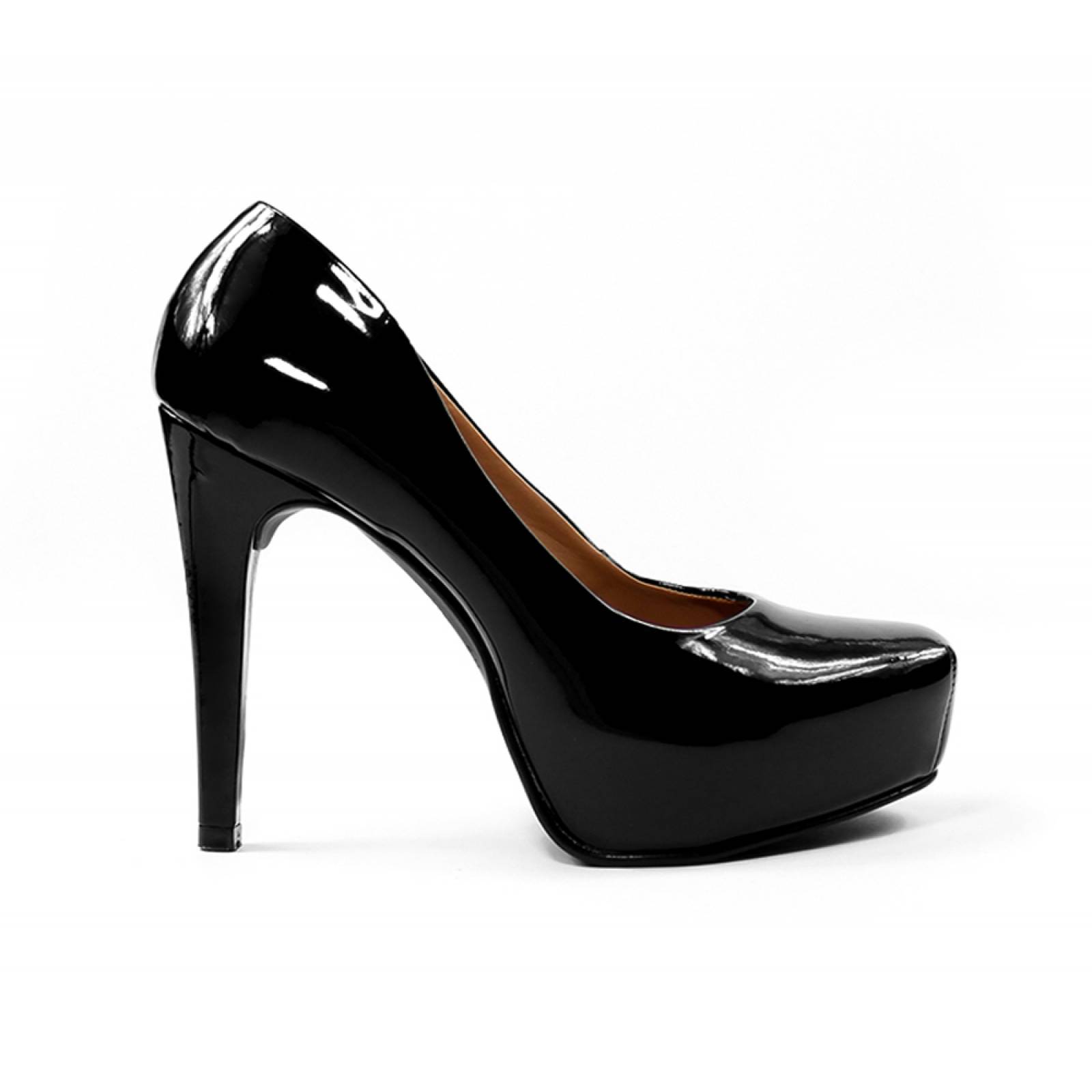 Zapatilla Alta Mujer Perugia Cerrada Negro Charol 12647