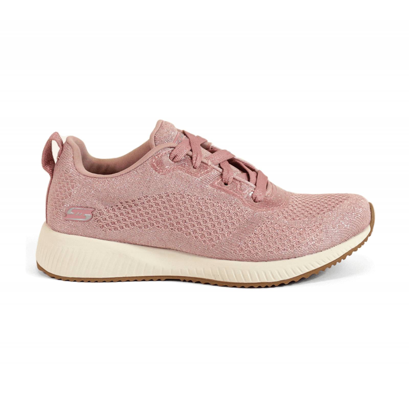 TENIS DAMA SKECHERS CASUAL CON AGUJETA ROSA TEXTIL 117006