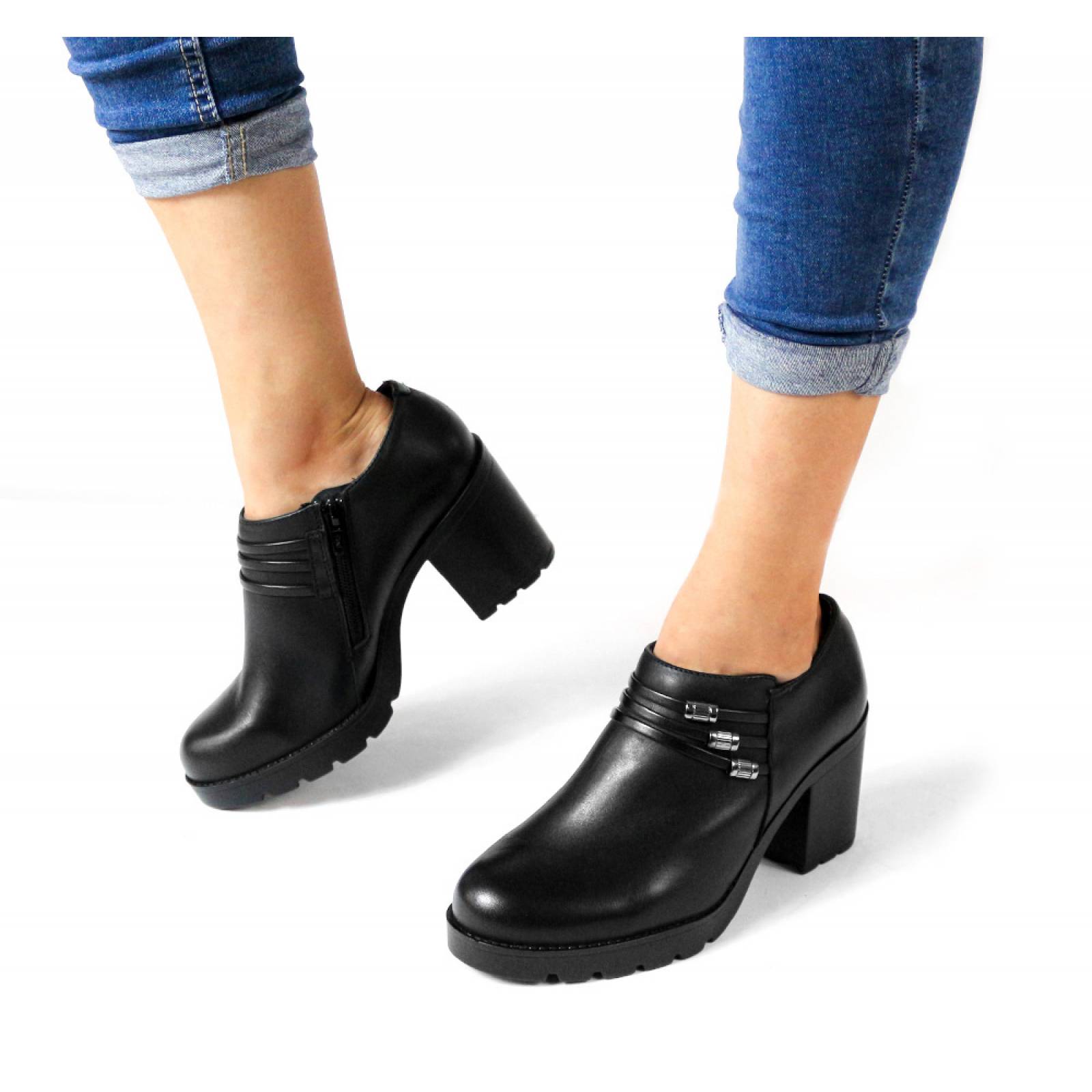 BUTI DAMA FLEXI TACON ALTO NEGRO PIEL  102313