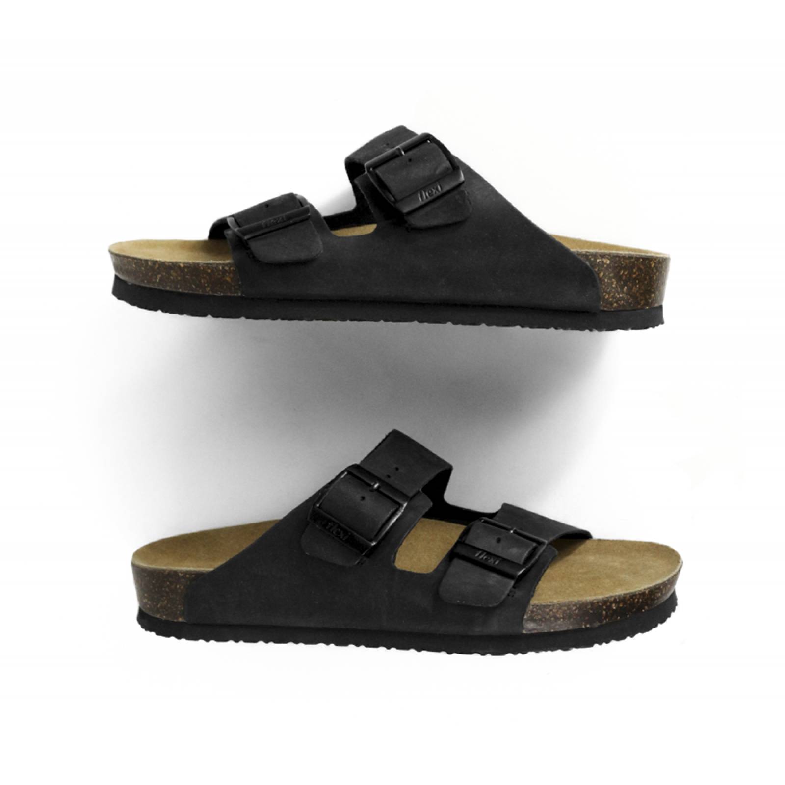 SANDALIA  CABALLERO FLEXI SEMI ABIERTA NEGRO PIEL  404201