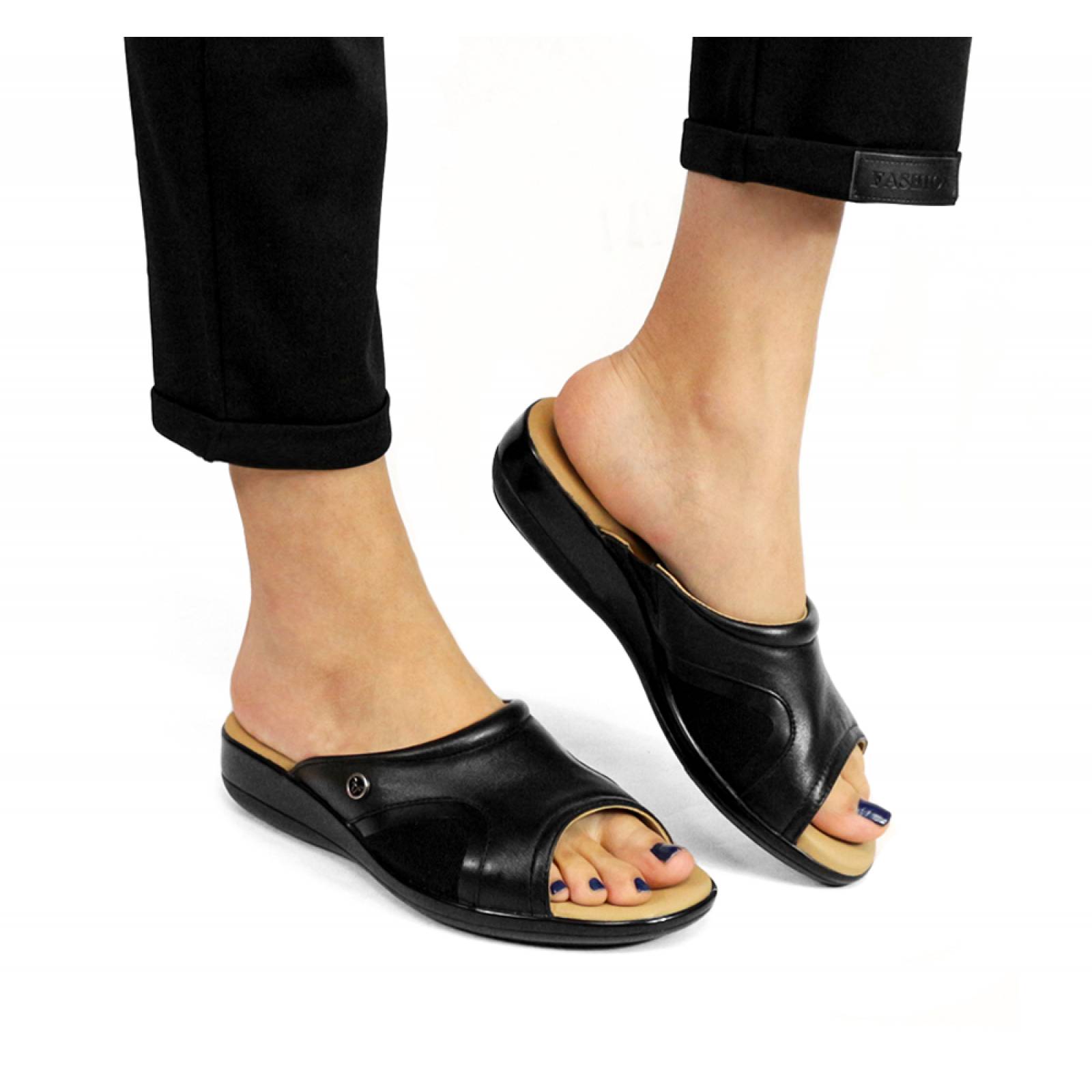 SANDALIA DAMA FLEXI CONFORT NEGRO PIEL  34914