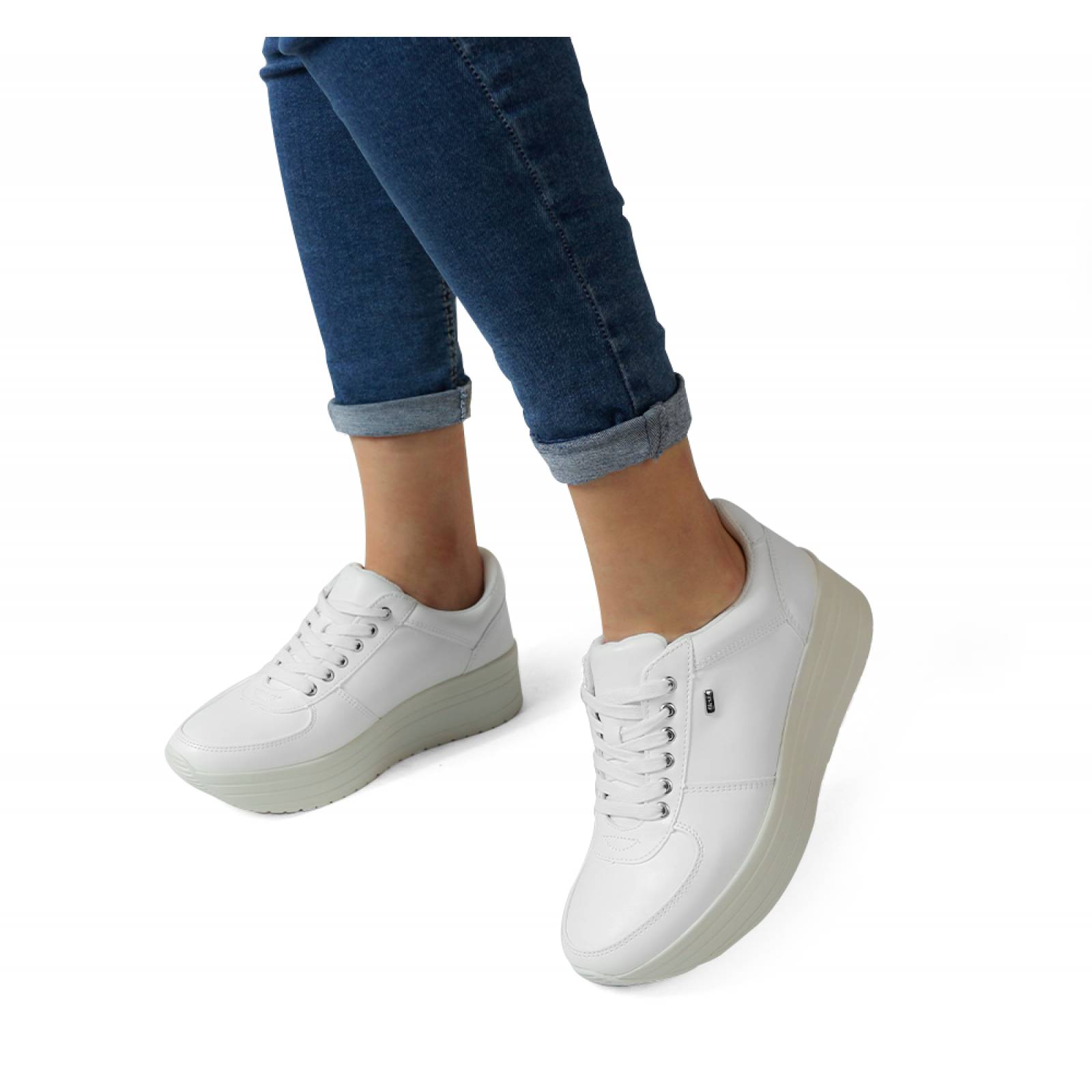 TENIS DAMA FLEXI PLATAFORMA BLANCO SINTÉTICO 101001