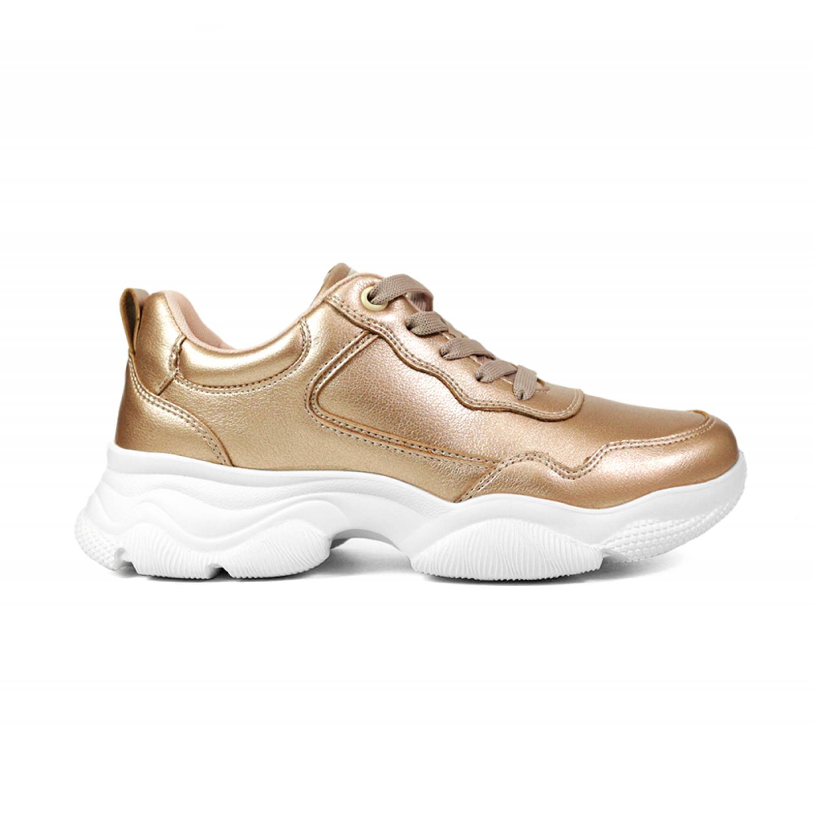 TENIS DAMA FLEXI PLATAFORMA ORO ROSA SINTETICO 103404