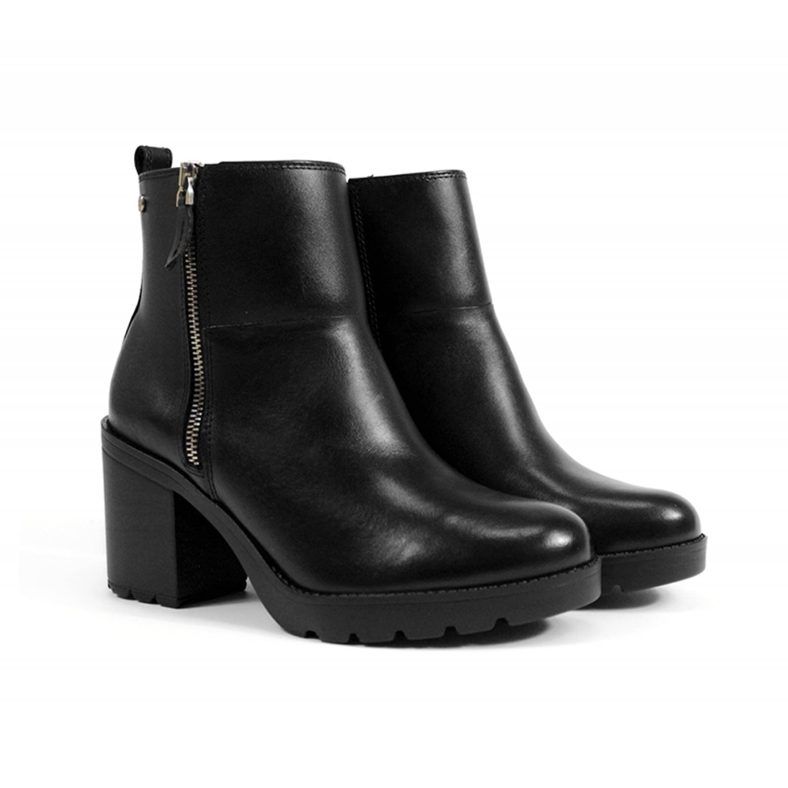 BOTIN DAMA FLEXI TACON CUADRADO ALTO NEGRO PIEL 102317