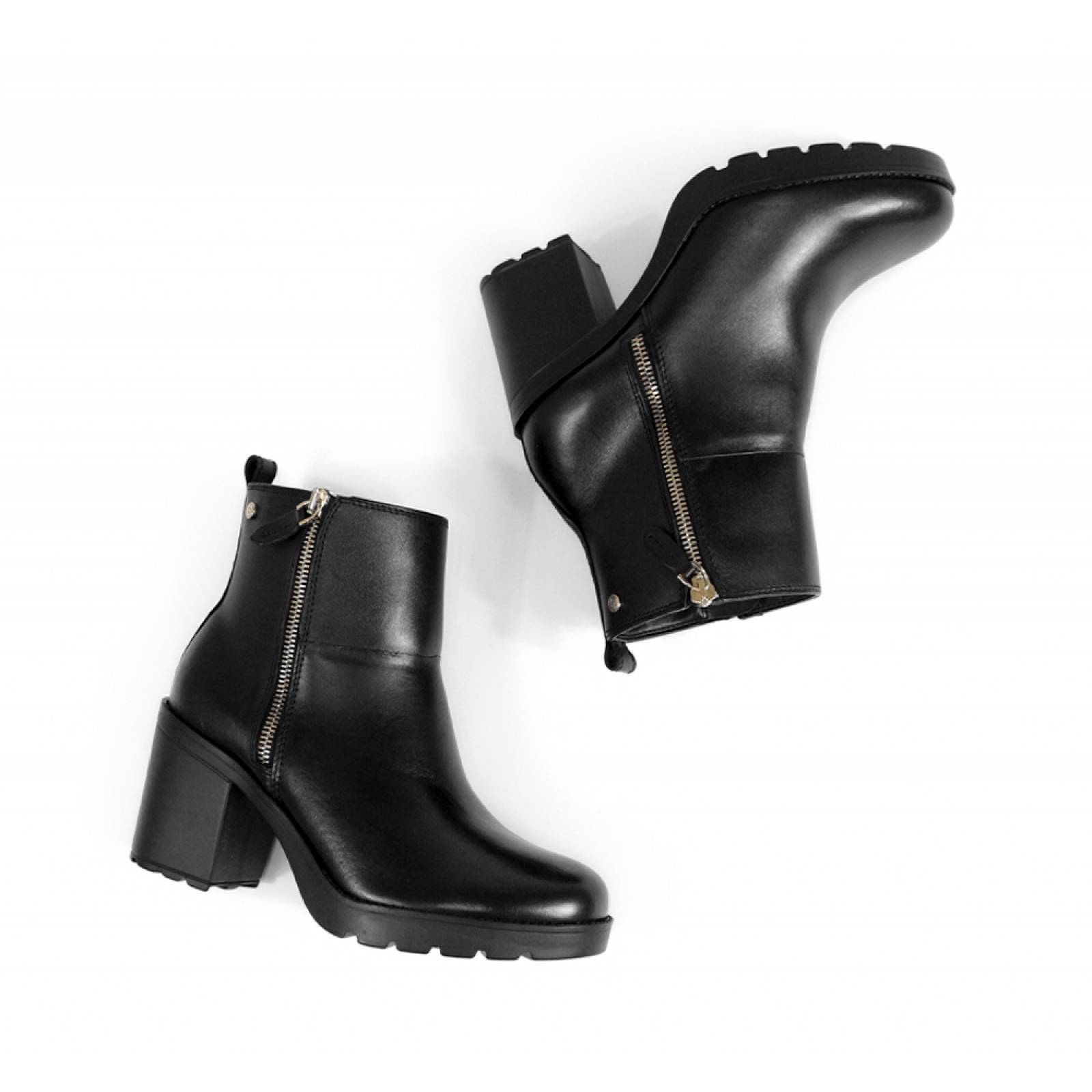 BOTIN DAMA FLEXI TACON CUADRADO ALTO NEGRO PIEL 102317