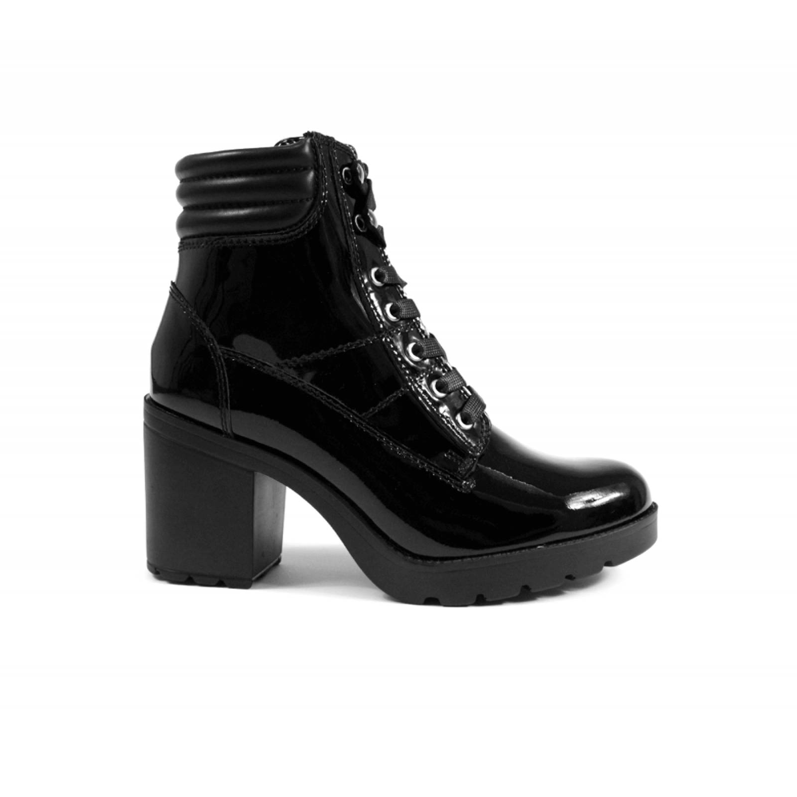 BOTIN DAMA FLEXI TACON CUADRADO ALTO NEGRO PIEL  102315