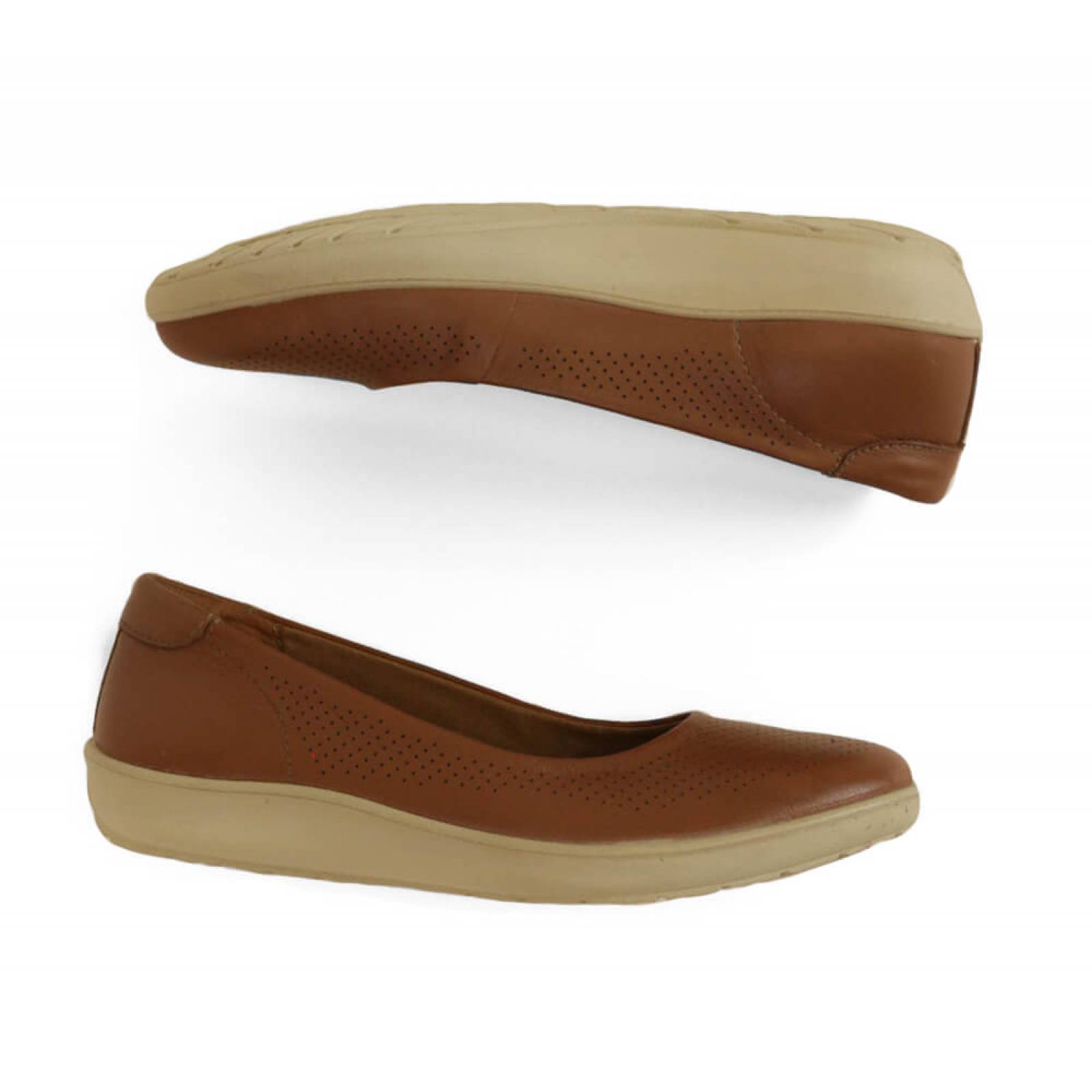 FLATS DAMA FLEXI BALERINA CAFE PIEL  101904