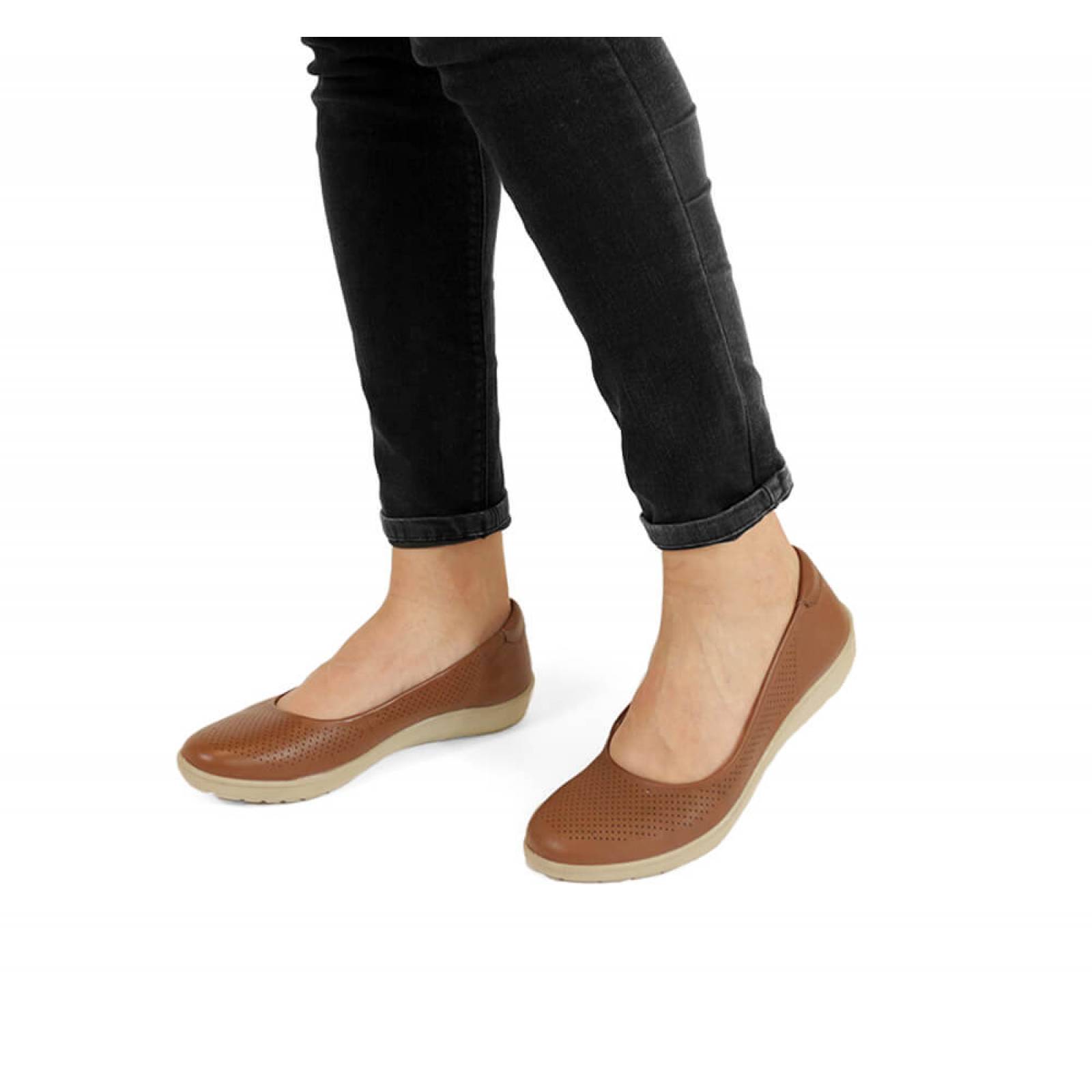 FLATS DAMA FLEXI BALERINA CAFE PIEL  101904