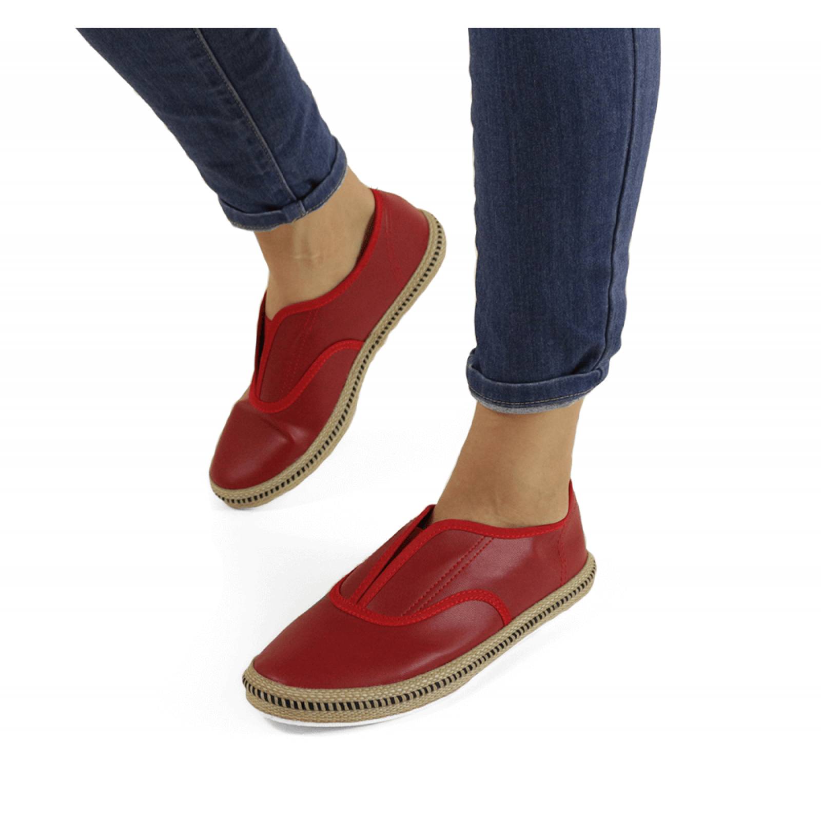 TENIS DAMA ESCARPA ZENA CASUAL DE METER ROJO CABRA LORE