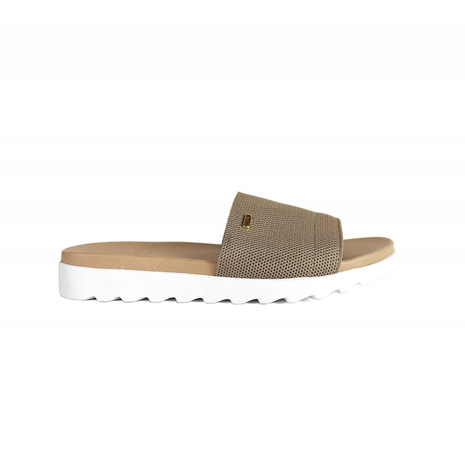 SANDALIA DAMA FLEXI MODA TAUPE TEJIDO 107101