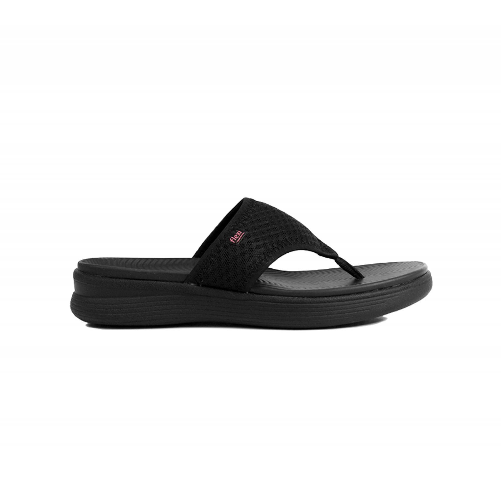 SANDALIA DAMA FLEXI MODA NEGRO TEXTIL  114002