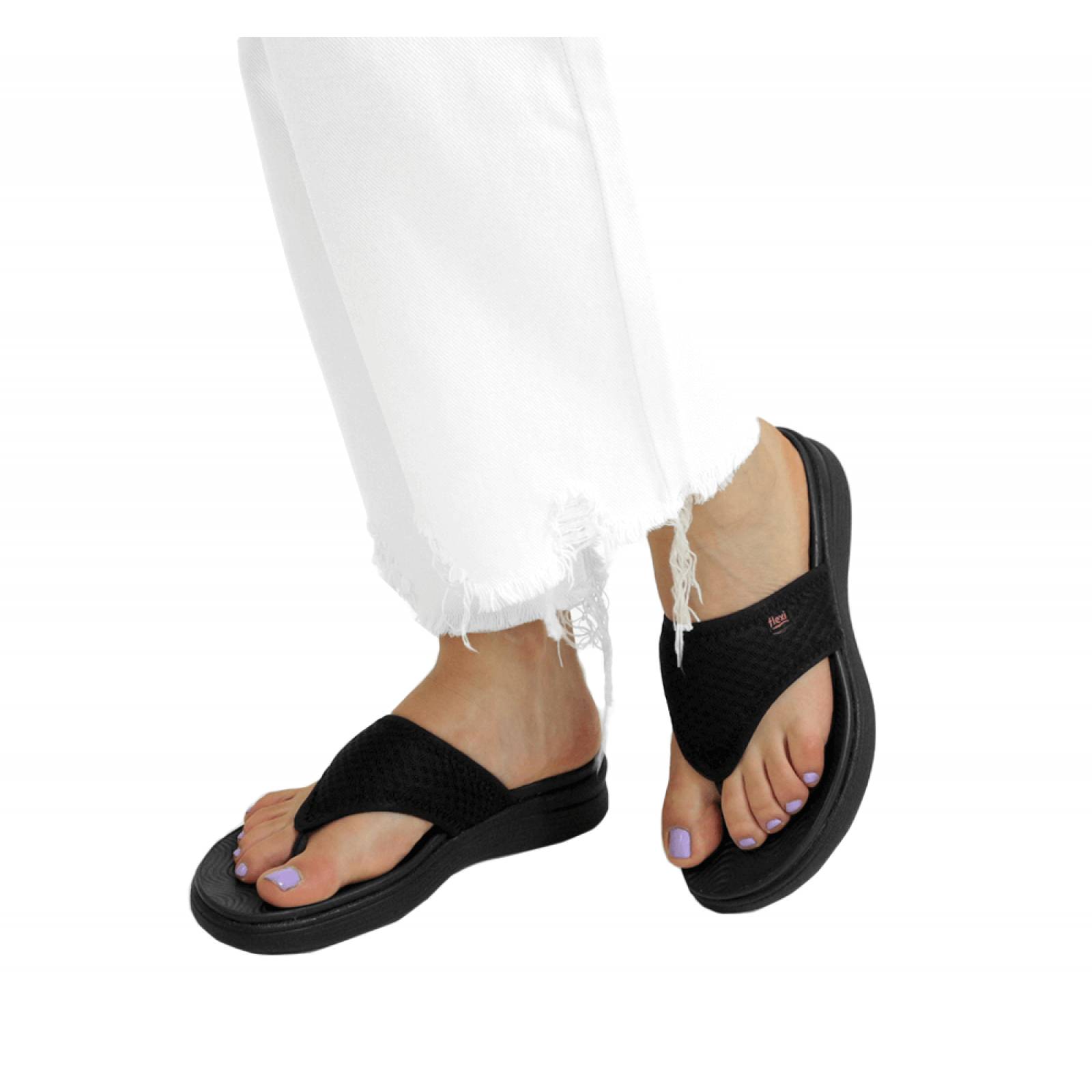 SANDALIA DAMA FLEXI MODA NEGRO TEXTIL  114002