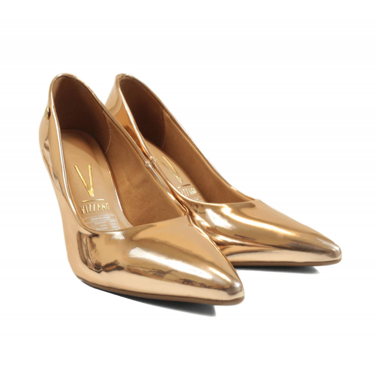 ZAPATILLA ALTA DAMA VIZZANO CERRADA ORO ROSA METAL GLAMOUR 1184 1156