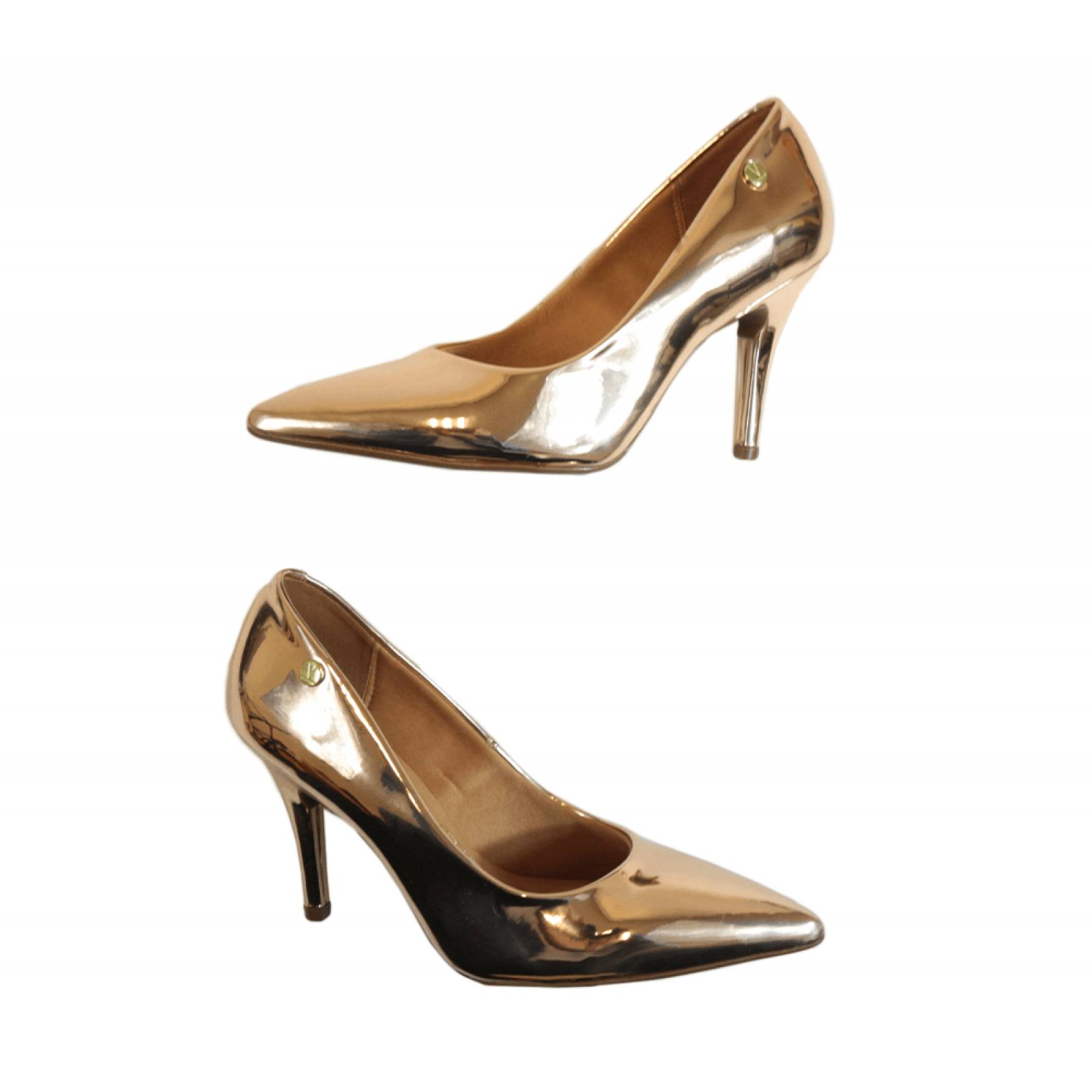 ZAPATILLA ALTA DAMA VIZZANO CERRADA ORO ROSA METAL GLAMOUR 1184 1156