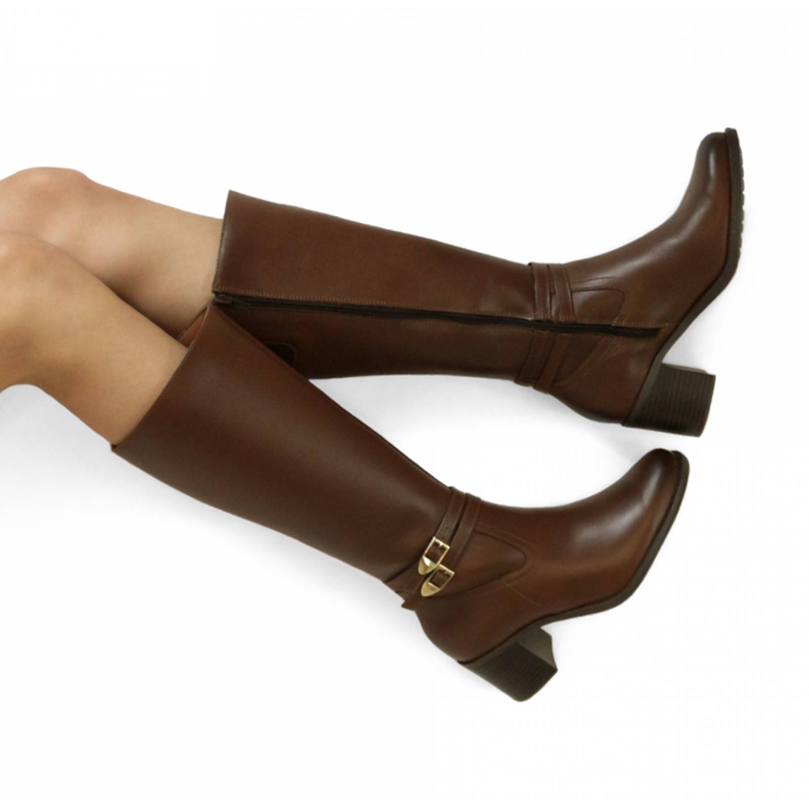 BOTA DAMA FLEXI LARGA TACON MIEL PIEL 109205