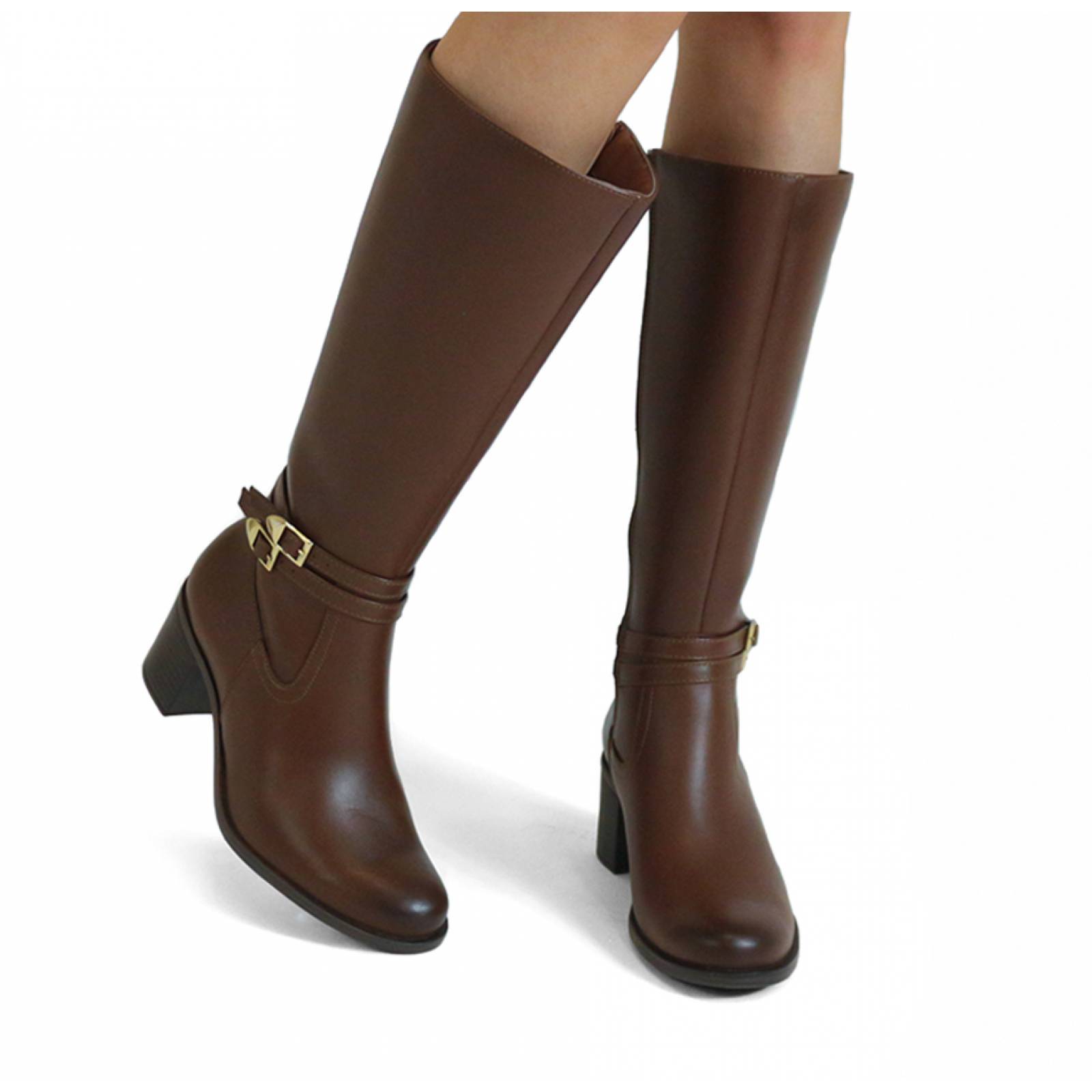 BOTA DAMA FLEXI LARGA TACON MIEL PIEL 109205