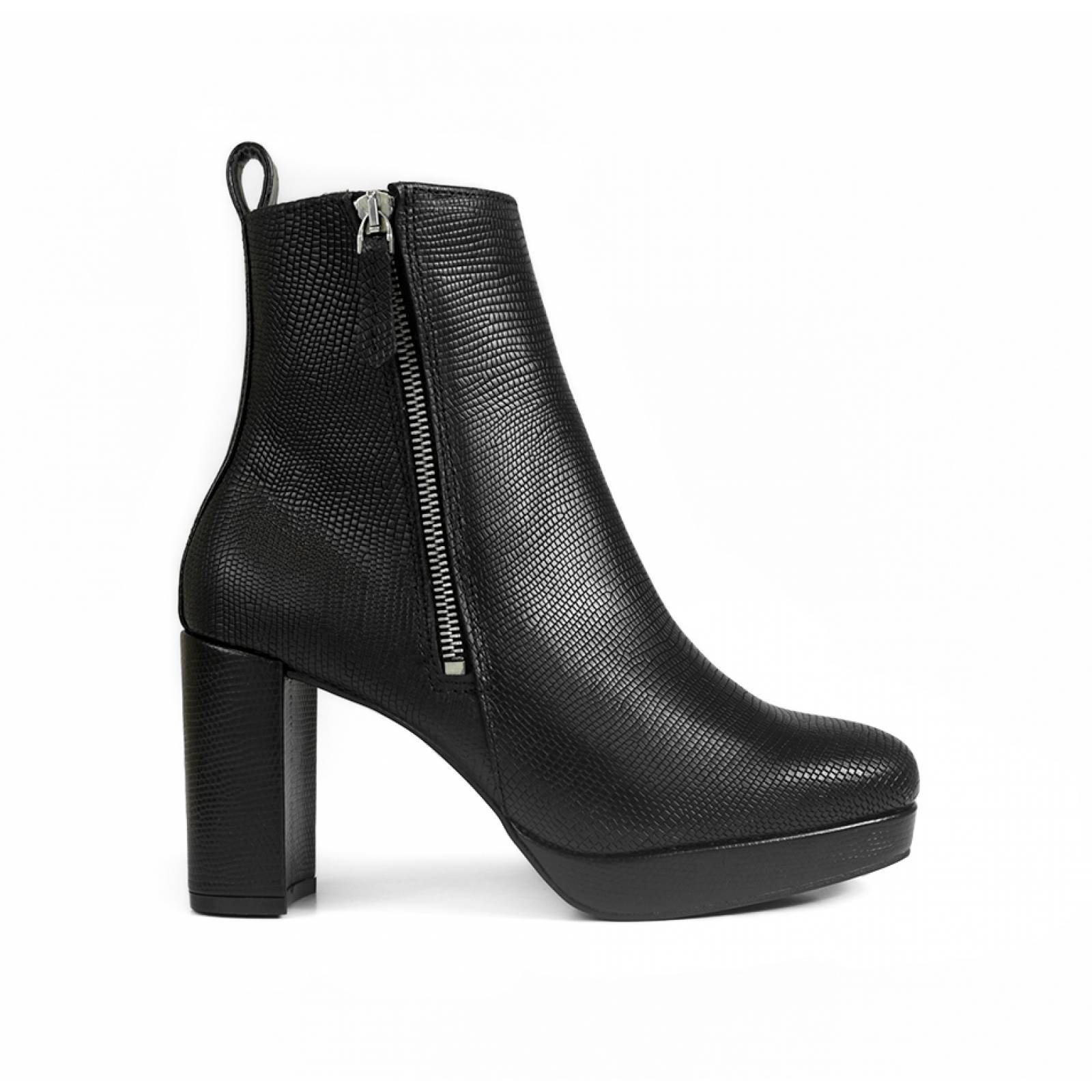 BOTIN DAMA FLEXI TACON CUADRADO ALTO NEGRO PIEL  118901