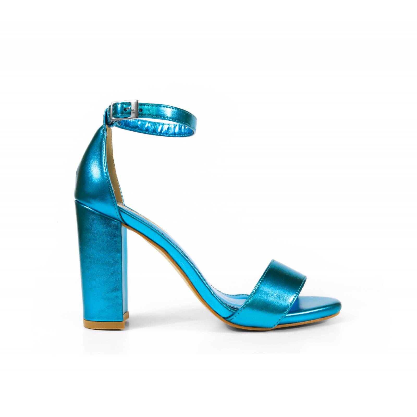 SANDALIA DAMA DVA TACON ALTO AZUL TURQUESA NAPA METALICA P21735