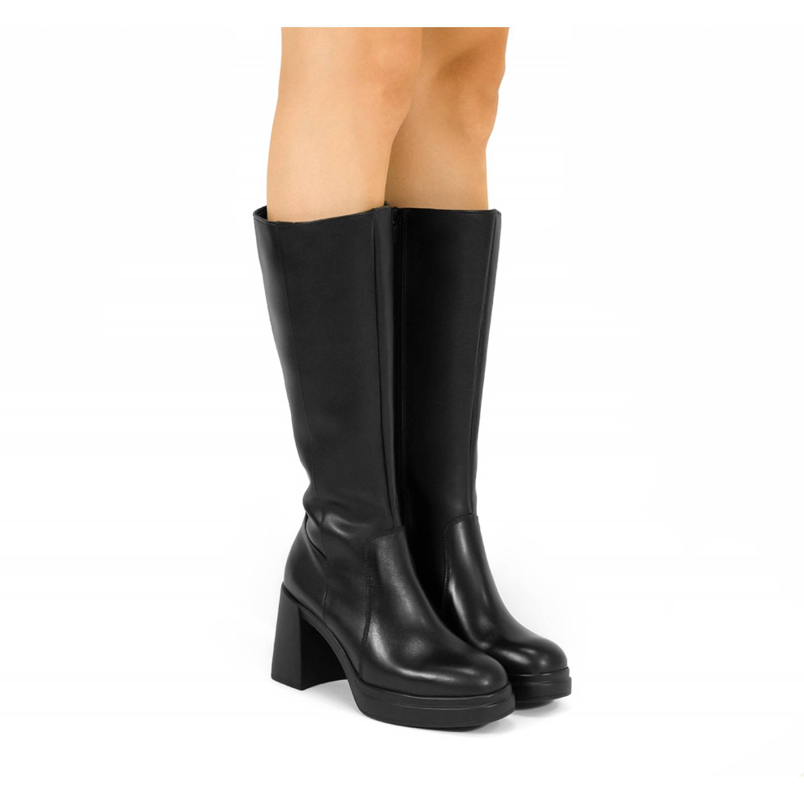 BOTA DAMA FLEXI LARGA TACON NEGRO PIEL  127403