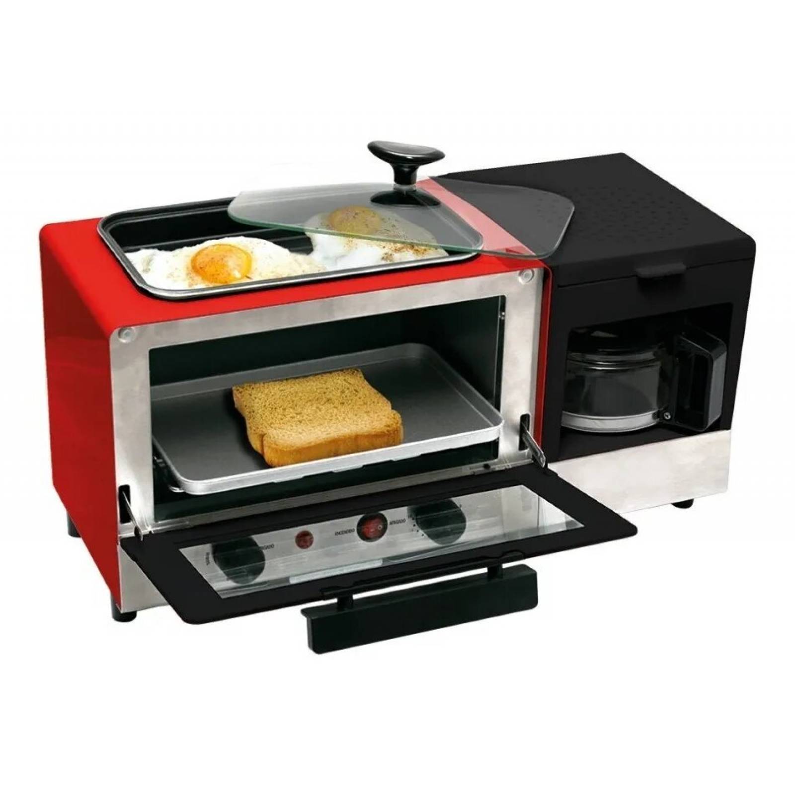 Horno Eléctrico Grill 3 En 1 Cafetera Y Parrilla