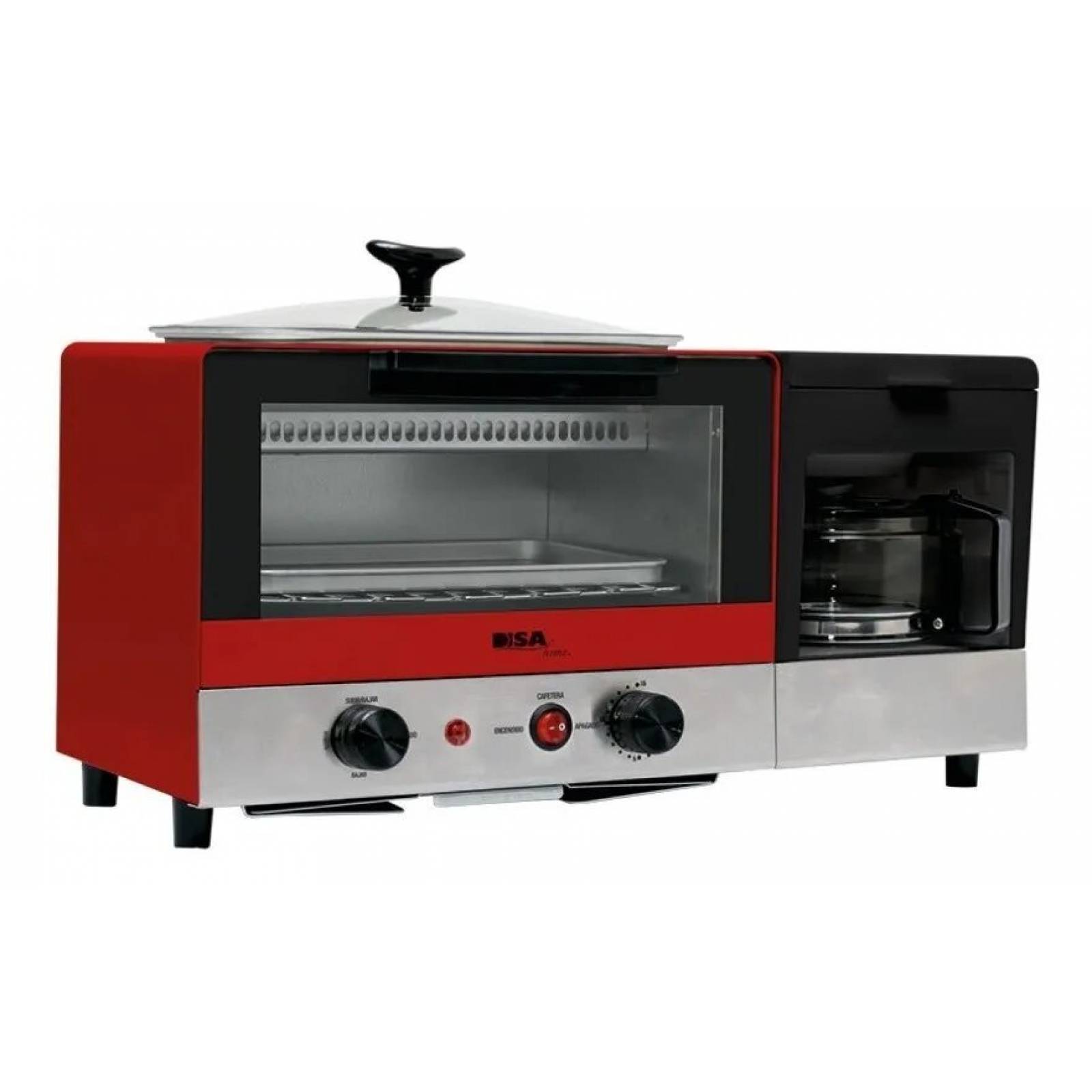 Horno Eléctrico Grill 3 En 1 Cafetera Y Parrilla