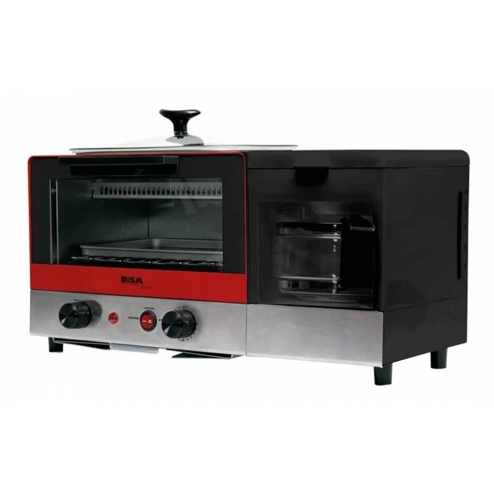 Horno Eléctrico Grill 3 En 1 Cafetera Y Parrilla