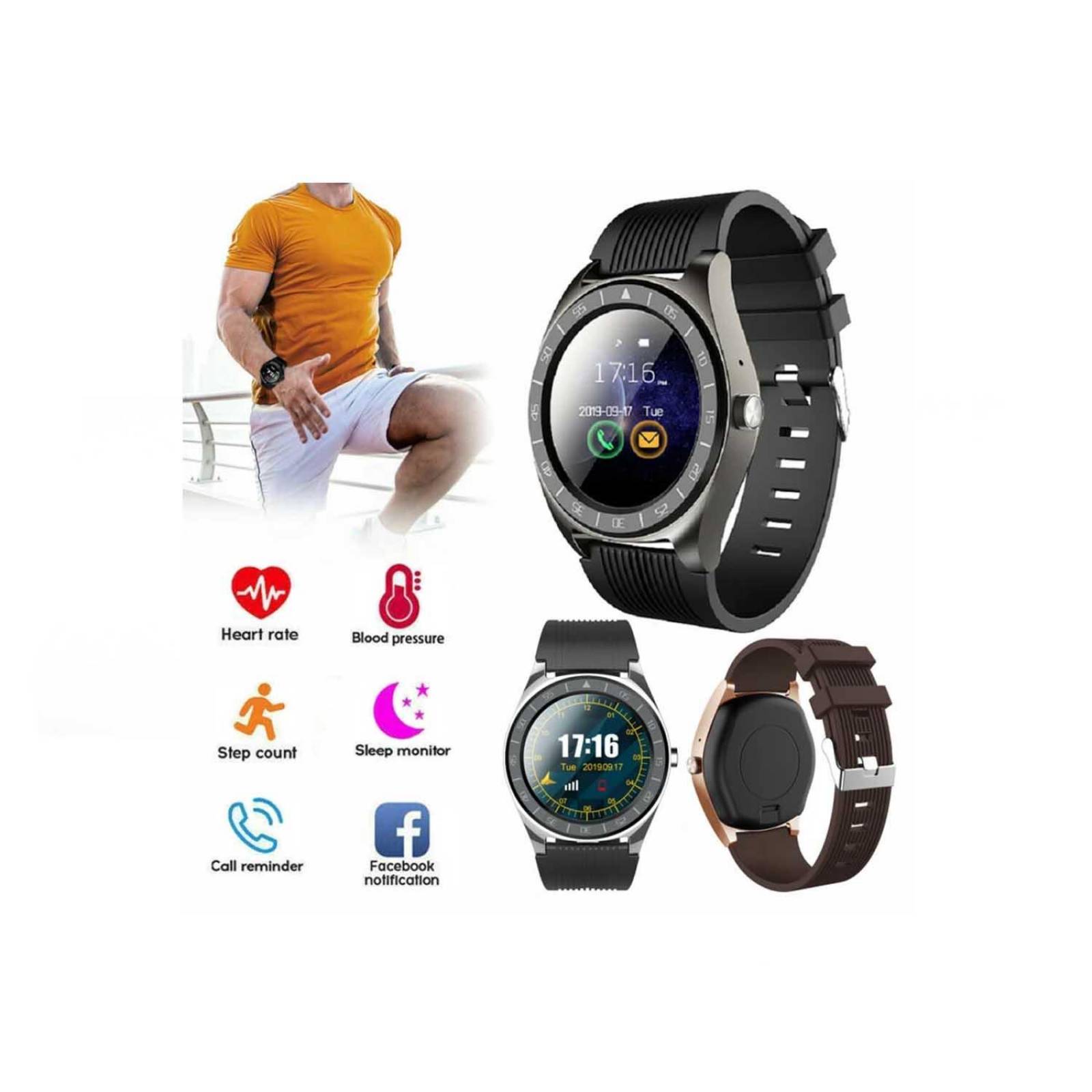 Smartwatch con GPS reloj inteligente V5 ranura SIM Contesta Llamadas Bluetooth Oximetro Café 