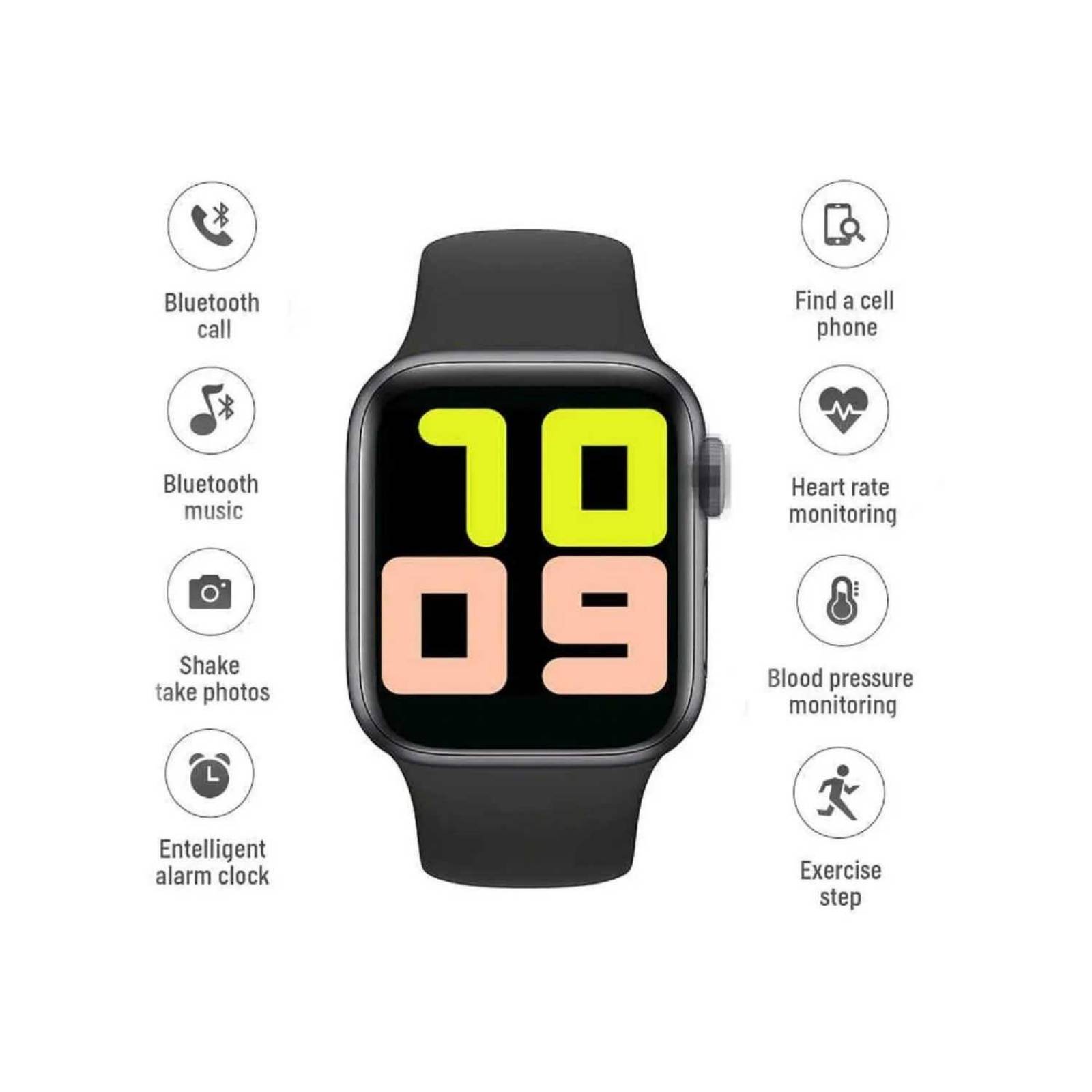 Smartwatch reloj inteligente T500 Contesta Llamadas Bluetooth Oximetro Rojo 