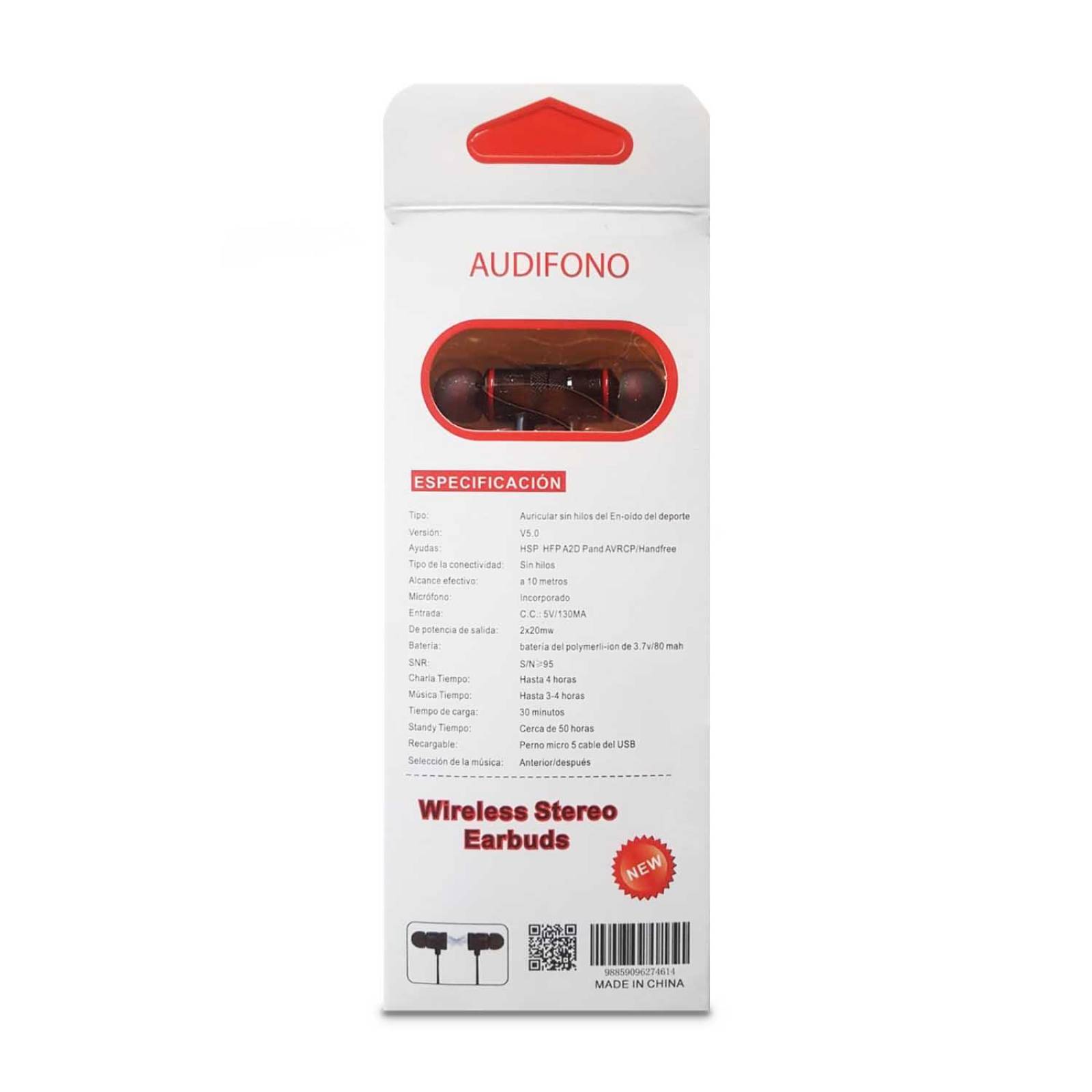 Audífonos Sport Headphones manos libres bluetooth rojo pack 10 Negro Chico