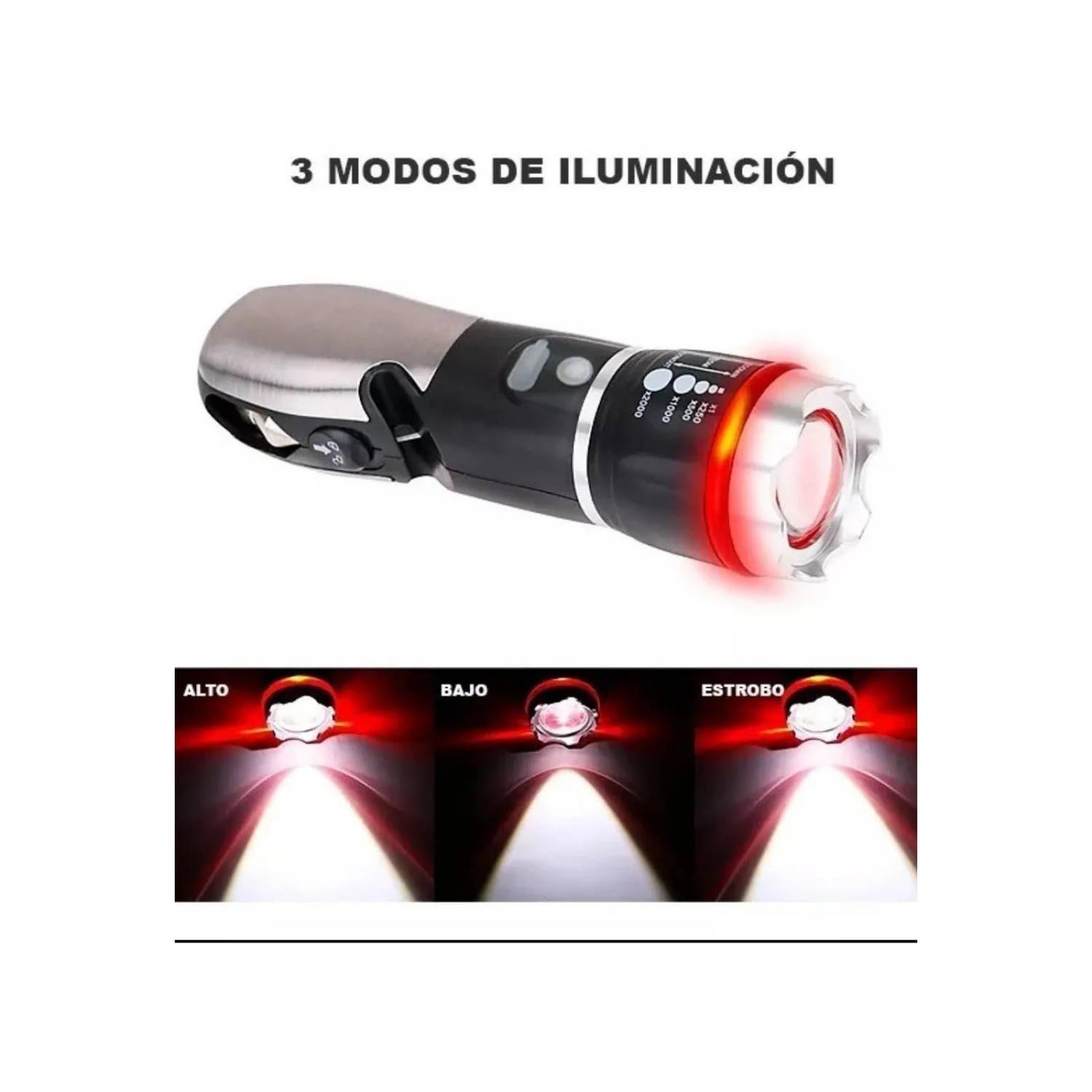 Lámpara linterna multiherramienta tipo comando Plata Chico