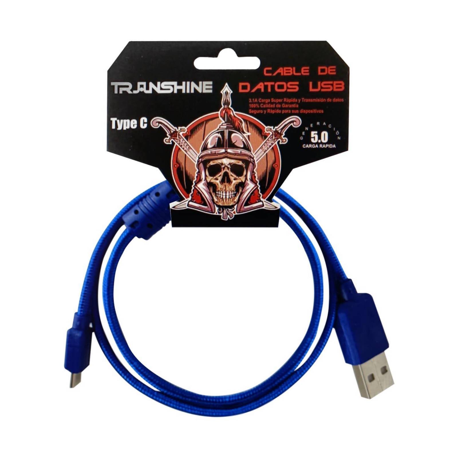 Cable tipo C carga super rápida trenzado 1.5m reforzado Negro Chico
