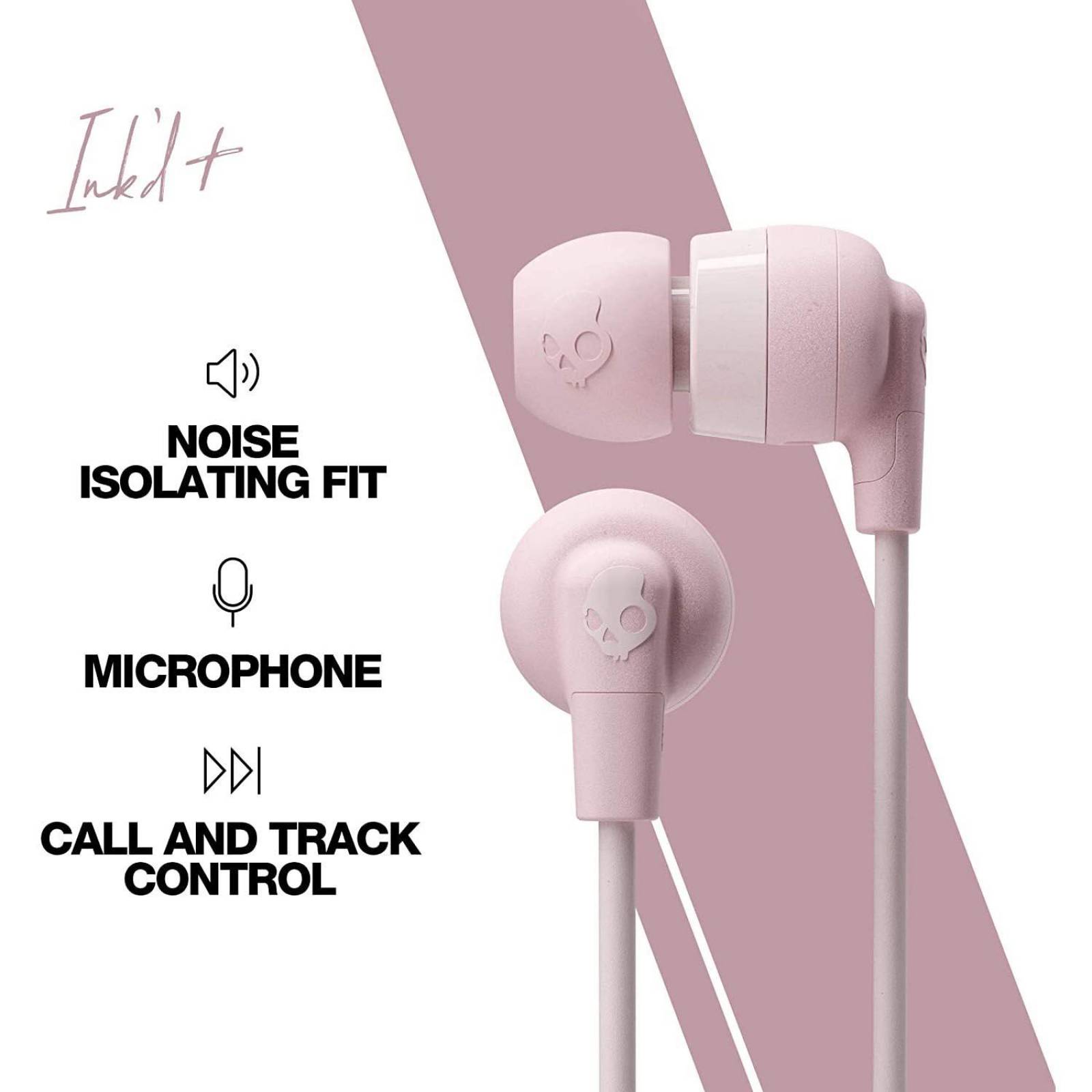 Audifonos Skullcandy In Ear INKD+ rosa micro cable Chico